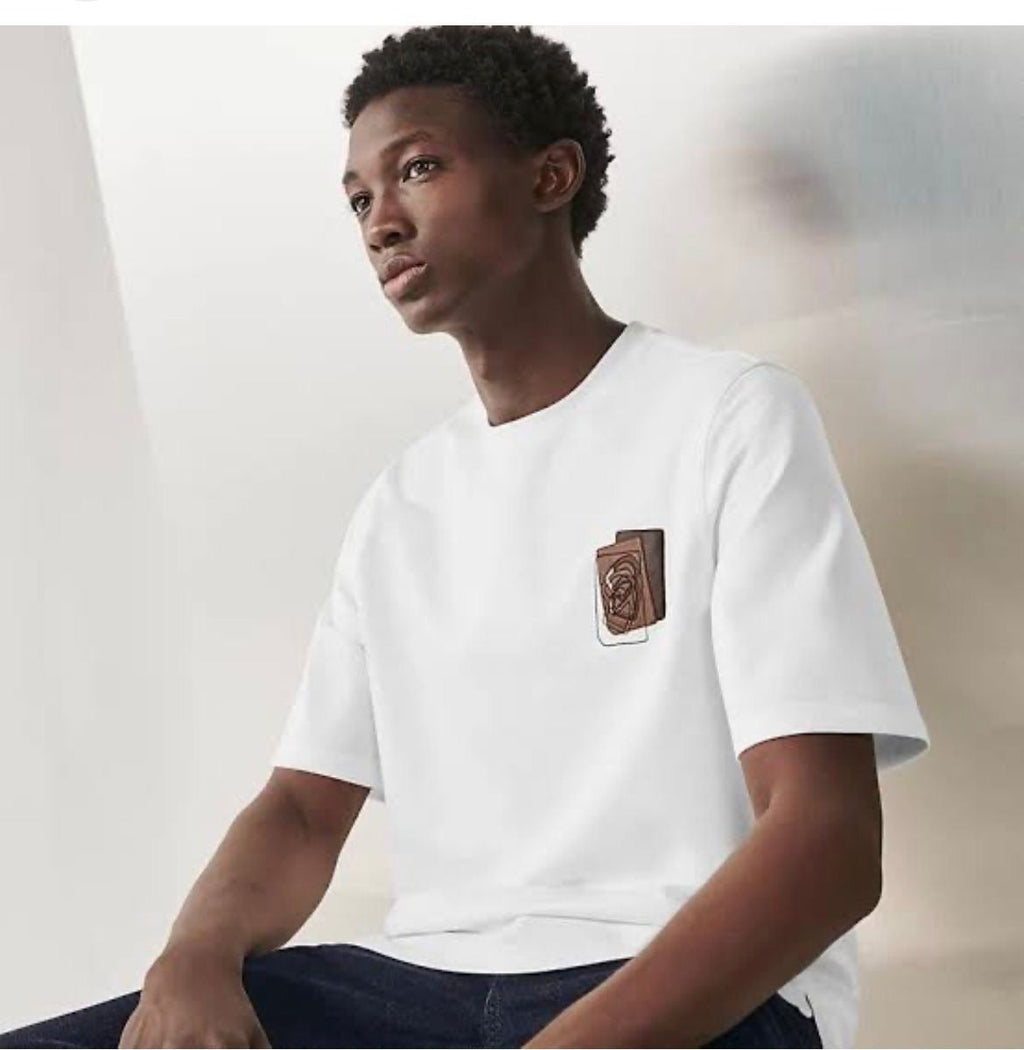 Hermes T-shirt with leather detail