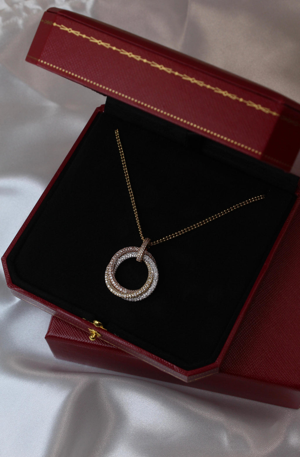 Cartier Mixed Gold and Diamond Trinity Necklace