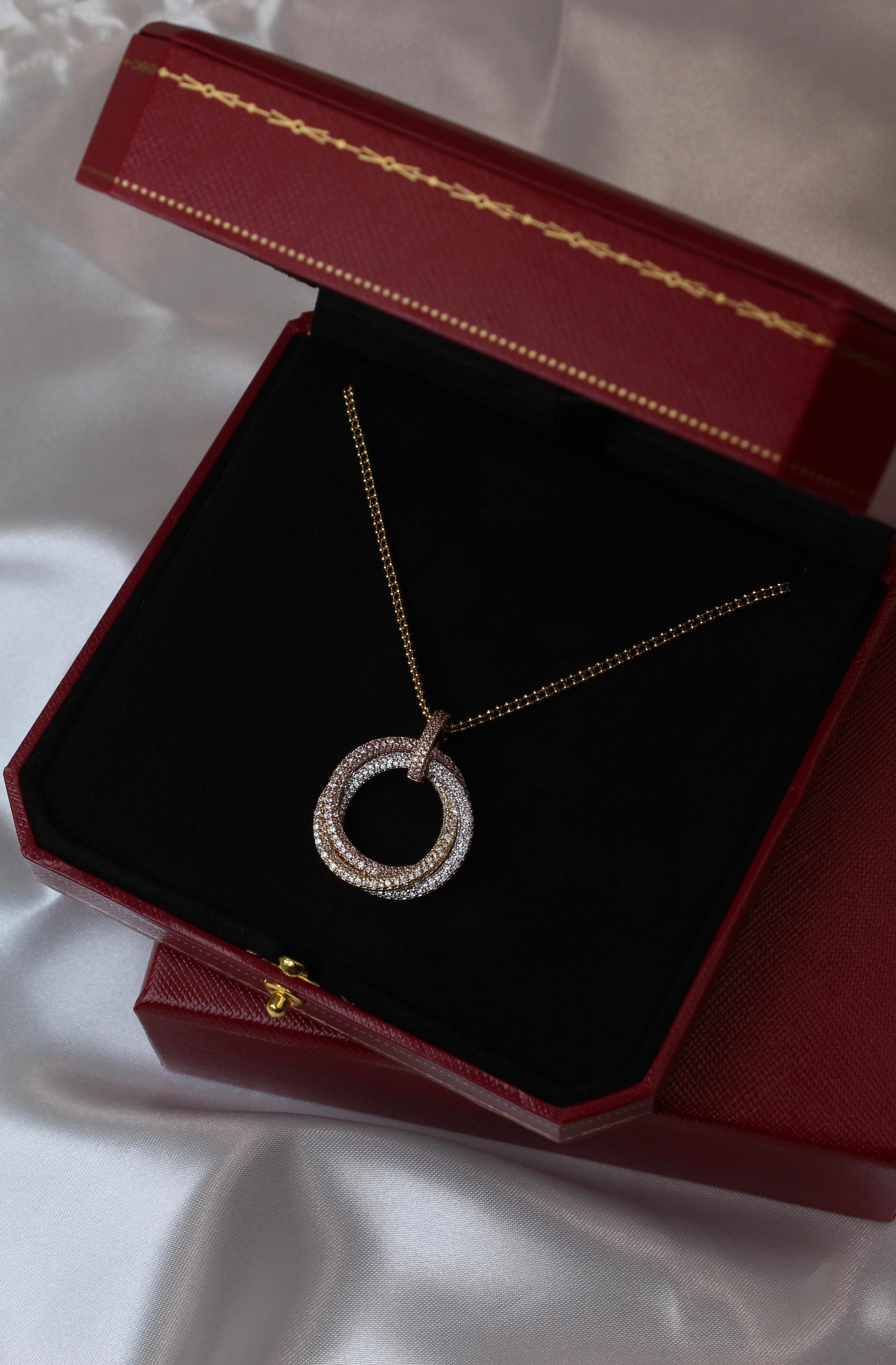 Cartier Mixed Gold and Diamond Trinity Necklace