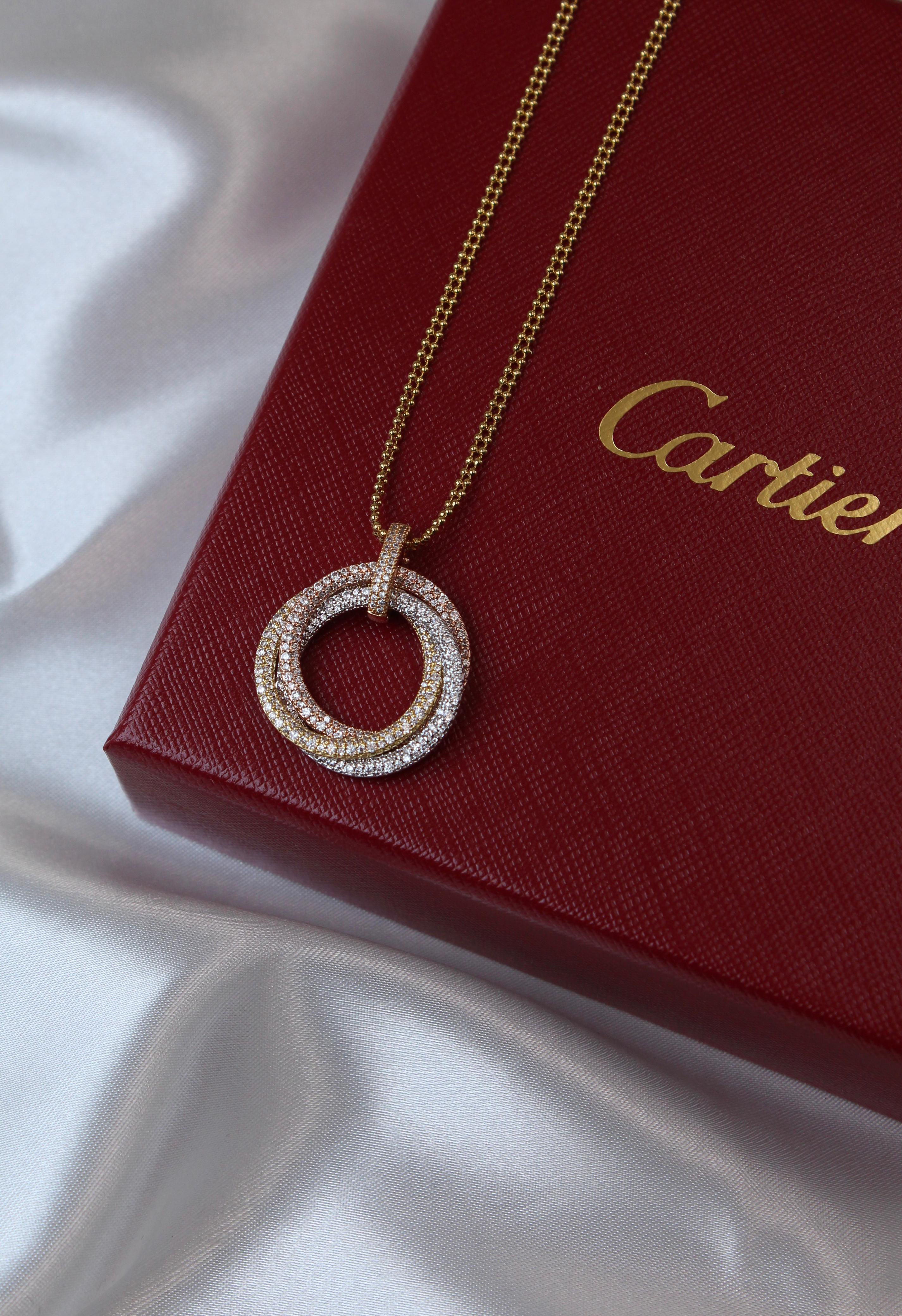 Cartier Mixed Gold and Diamond Trinity Necklace