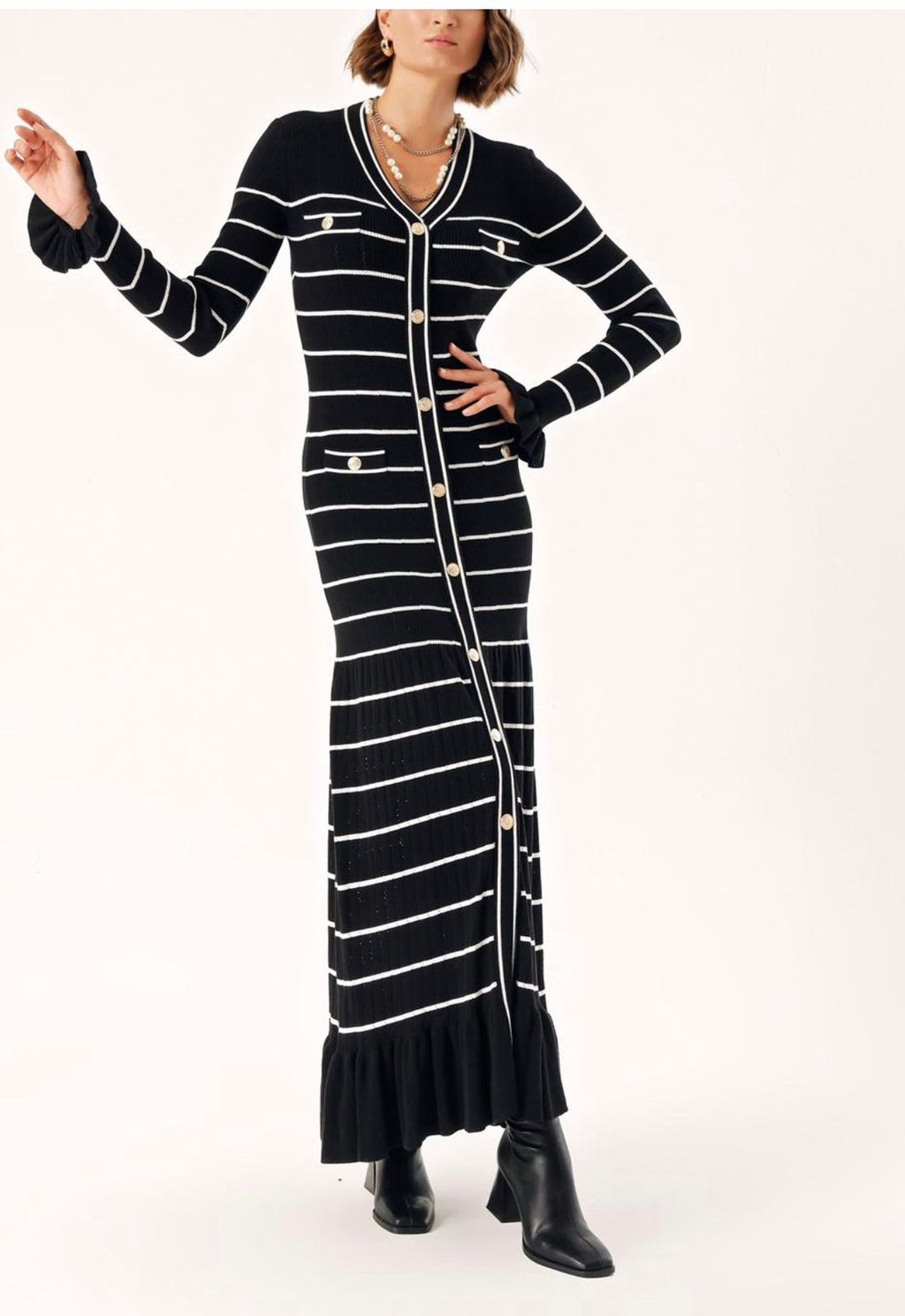 SANDRO ELINE KNIT MIDI DRESS