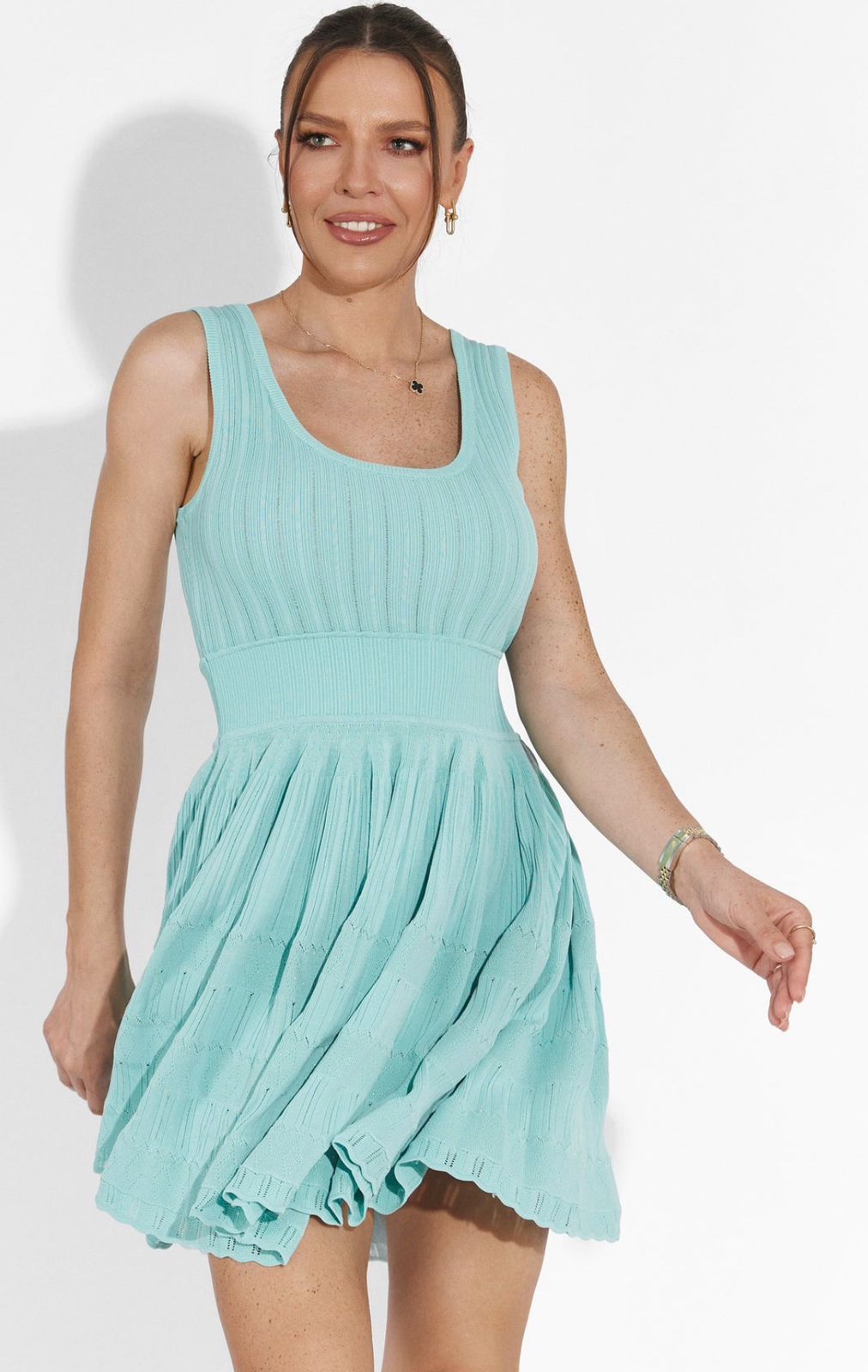 Alaïa Mixed Stitch Sleeveless Skater Dress
