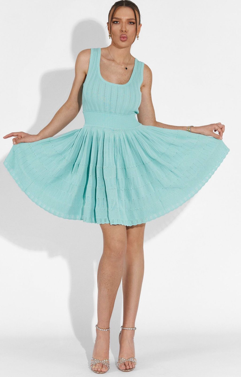 Alaïa Mixed Stitch Sleeveless Skater Dress