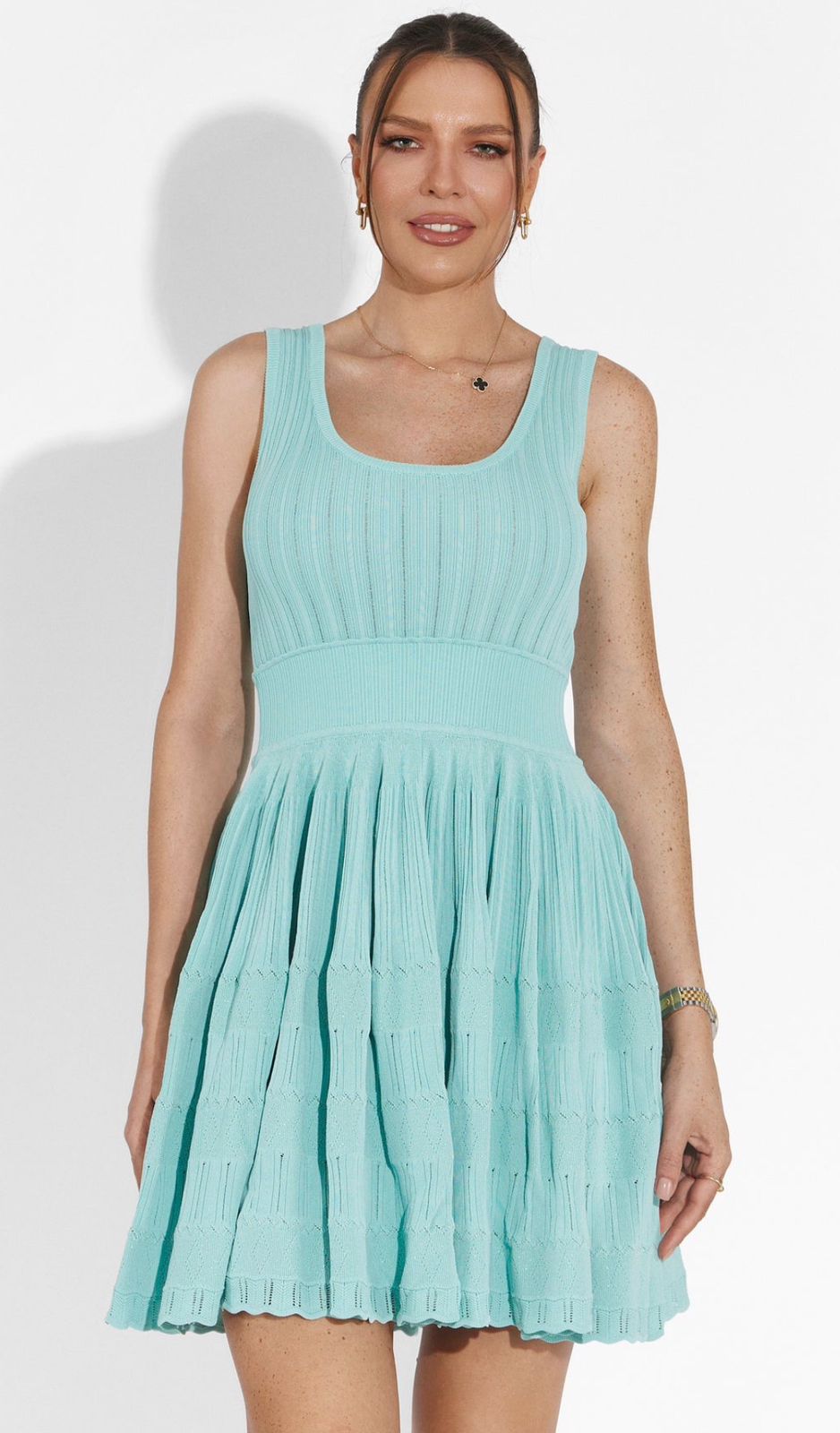 Alaïa Mixed Stitch Sleeveless Skater Dress