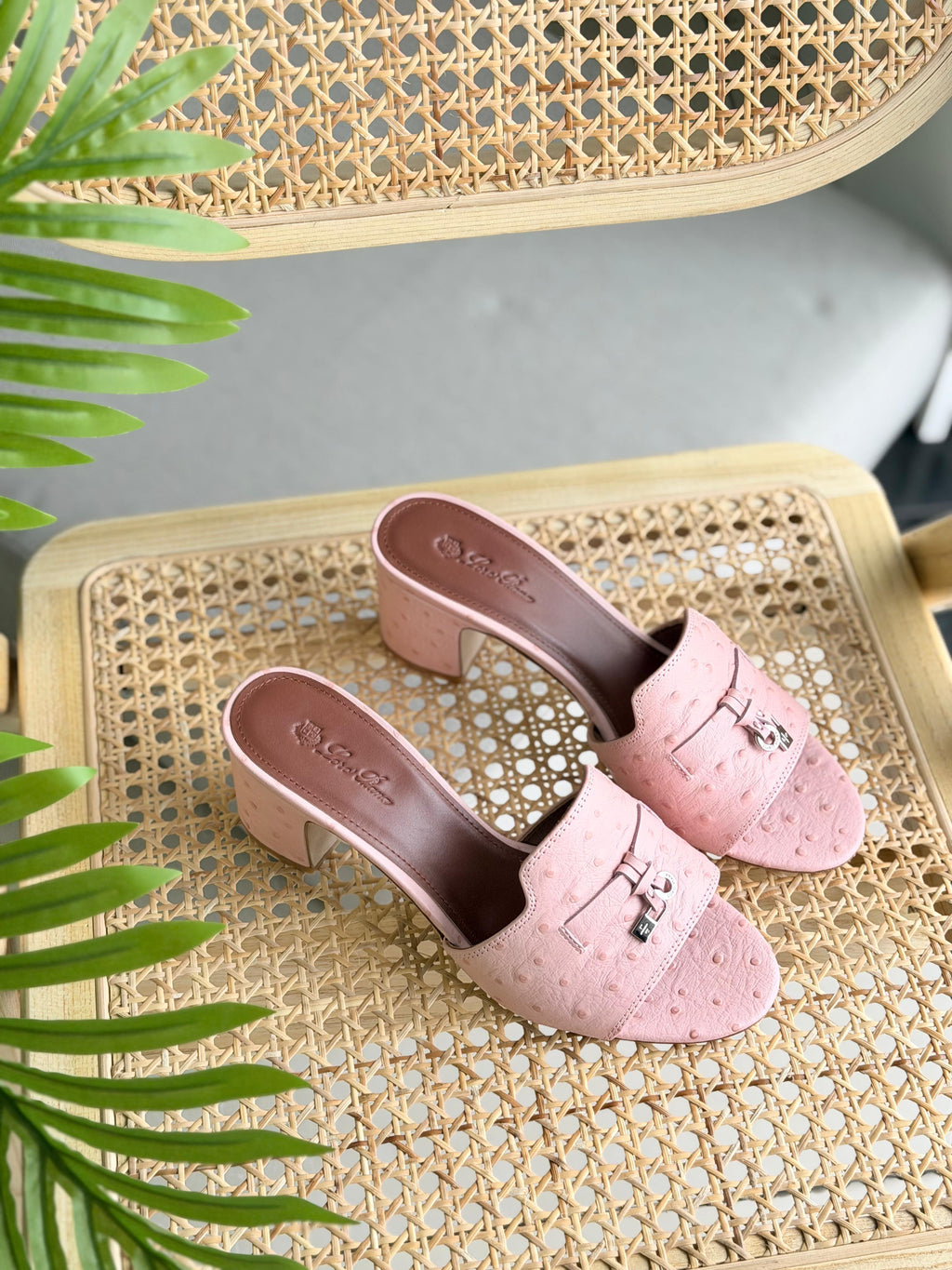 Loro Piana Summer Charms Sandal Flats Ostrich Leather