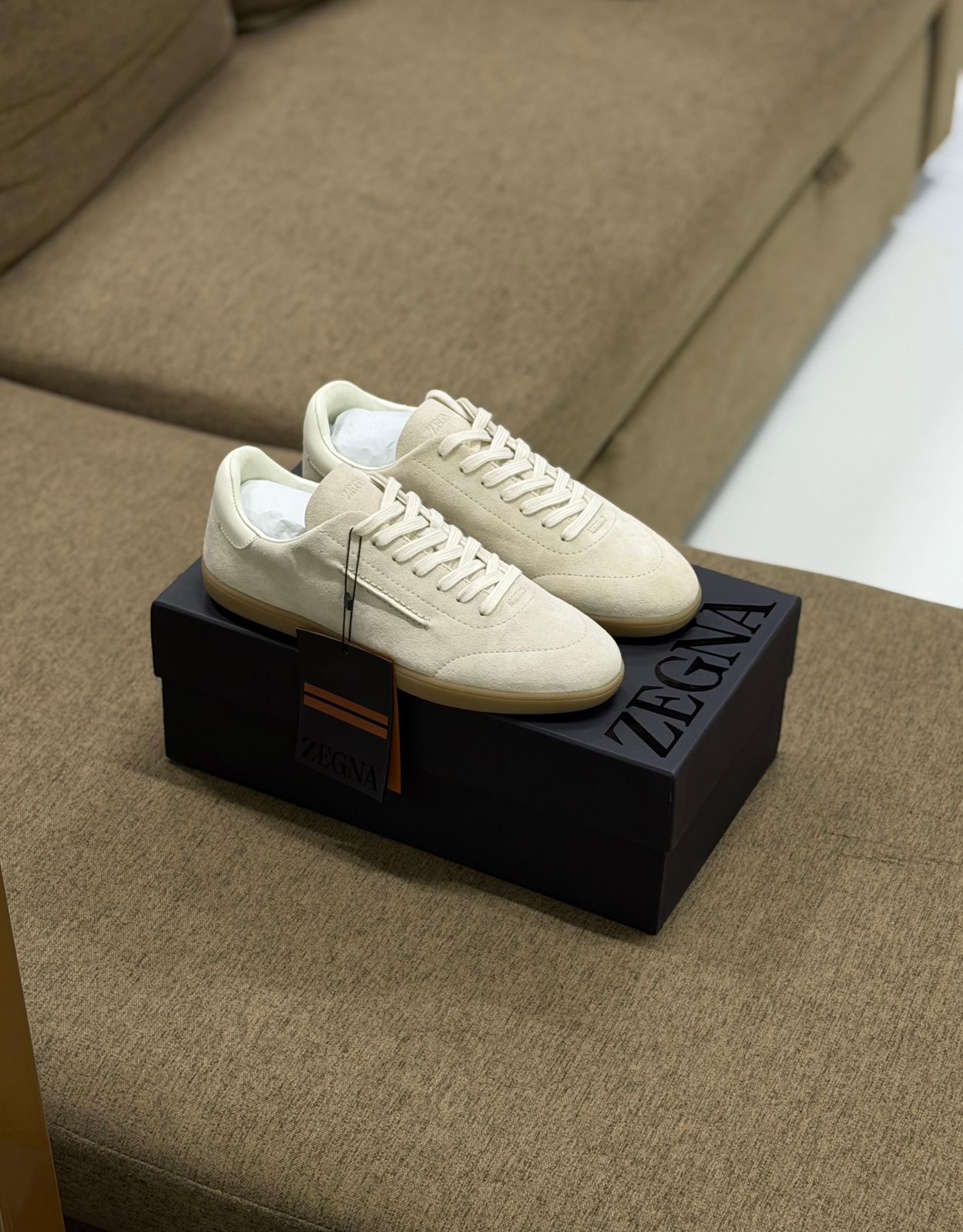 ZEGNA Black Suede Triple Stitch Sneakers (Copy)