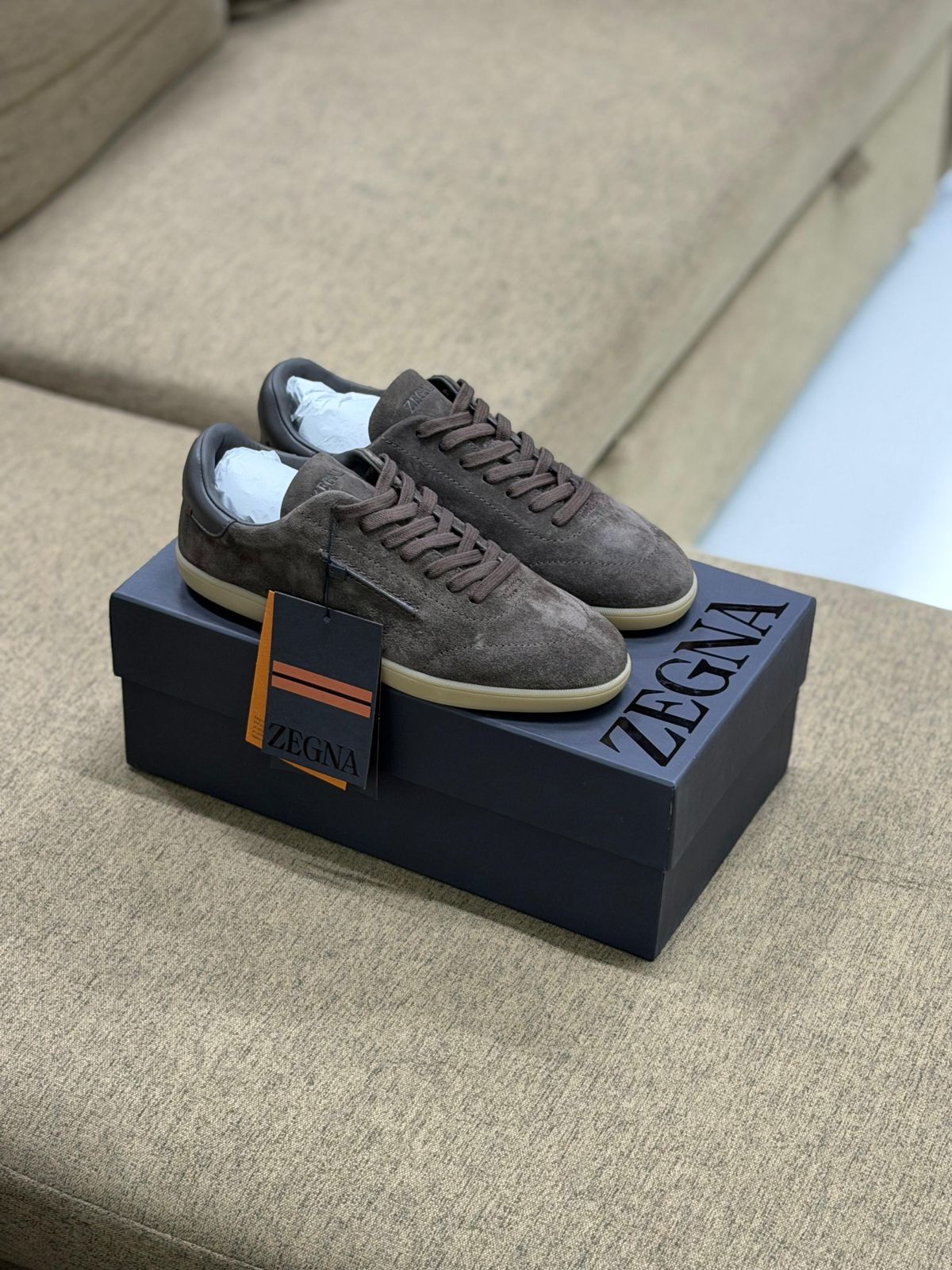 ZEGNA Black Suede Triple Stitch Sneakers (Copy)