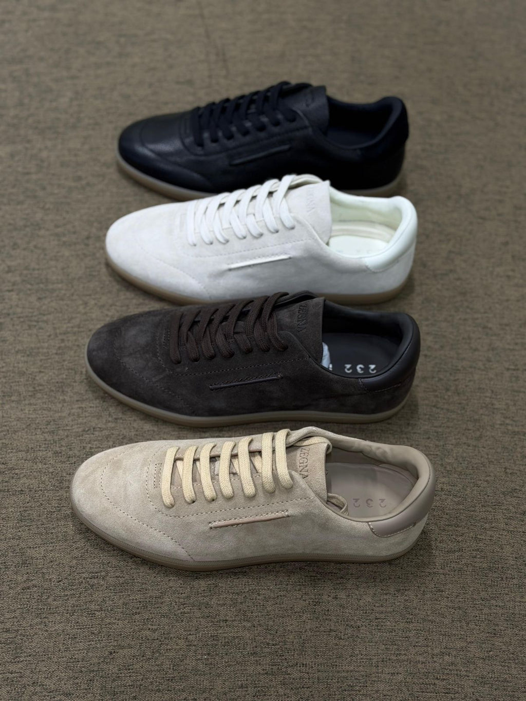 ZEGNA Black Suede Triple Stitch Sneakers (Copy)