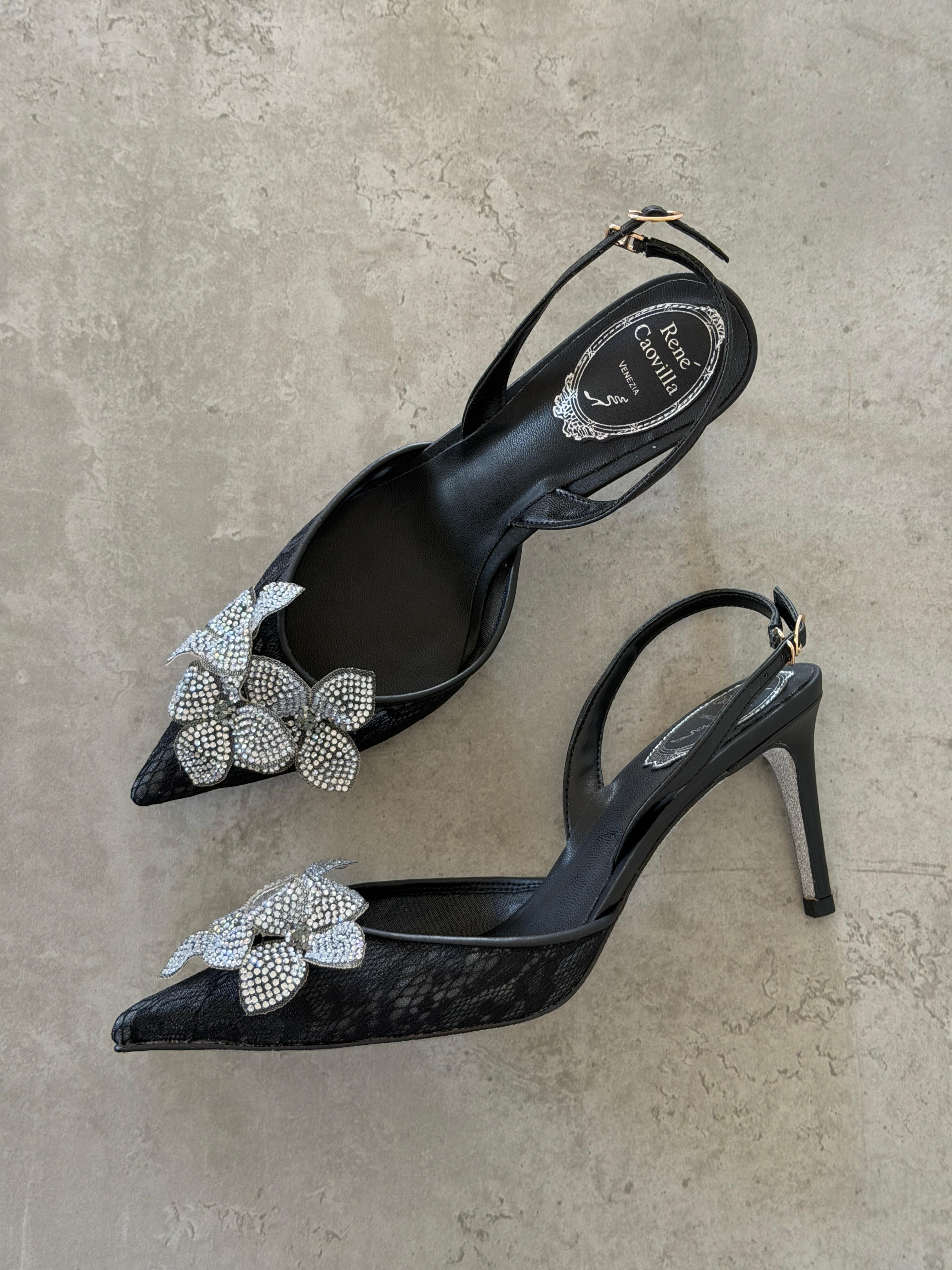 René Caovilla Neutral Peach Flower 80 Sandals