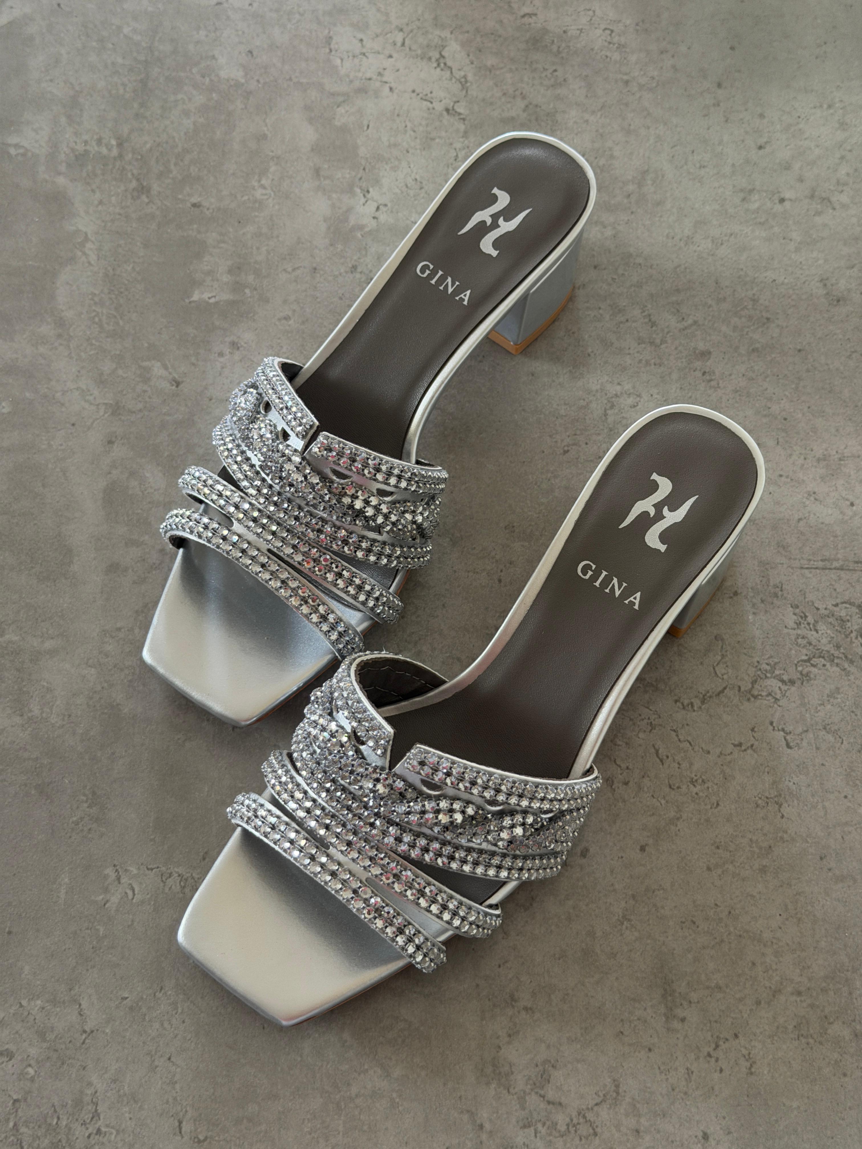 Gina Leather Embellished Roma Mules 35