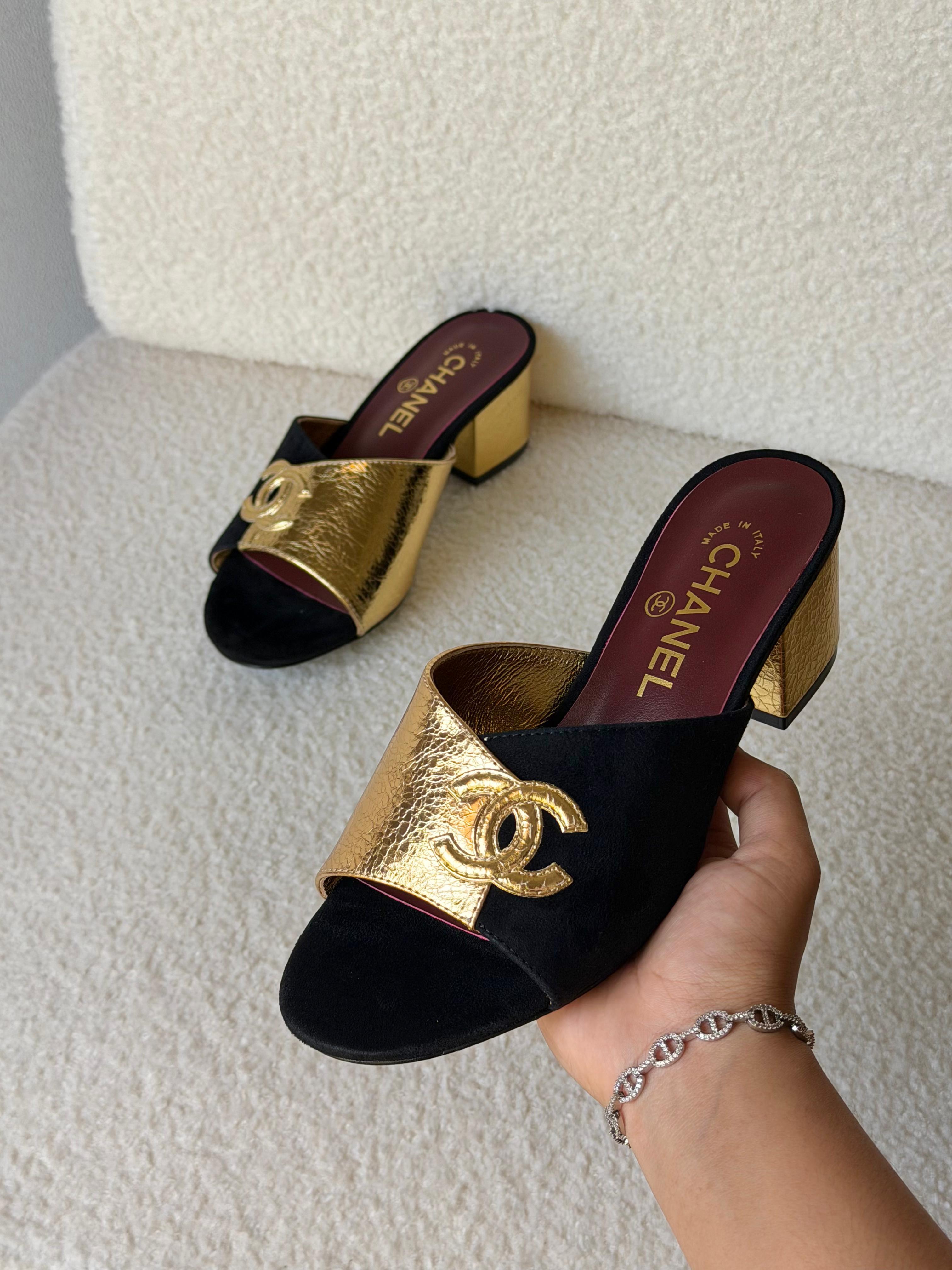 Chanel Leather CC Sandals