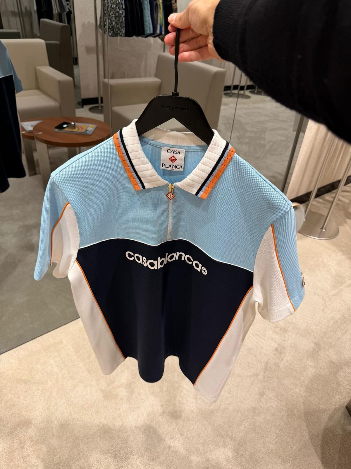 Casablanca colour-block zip-neck Polo Shirt