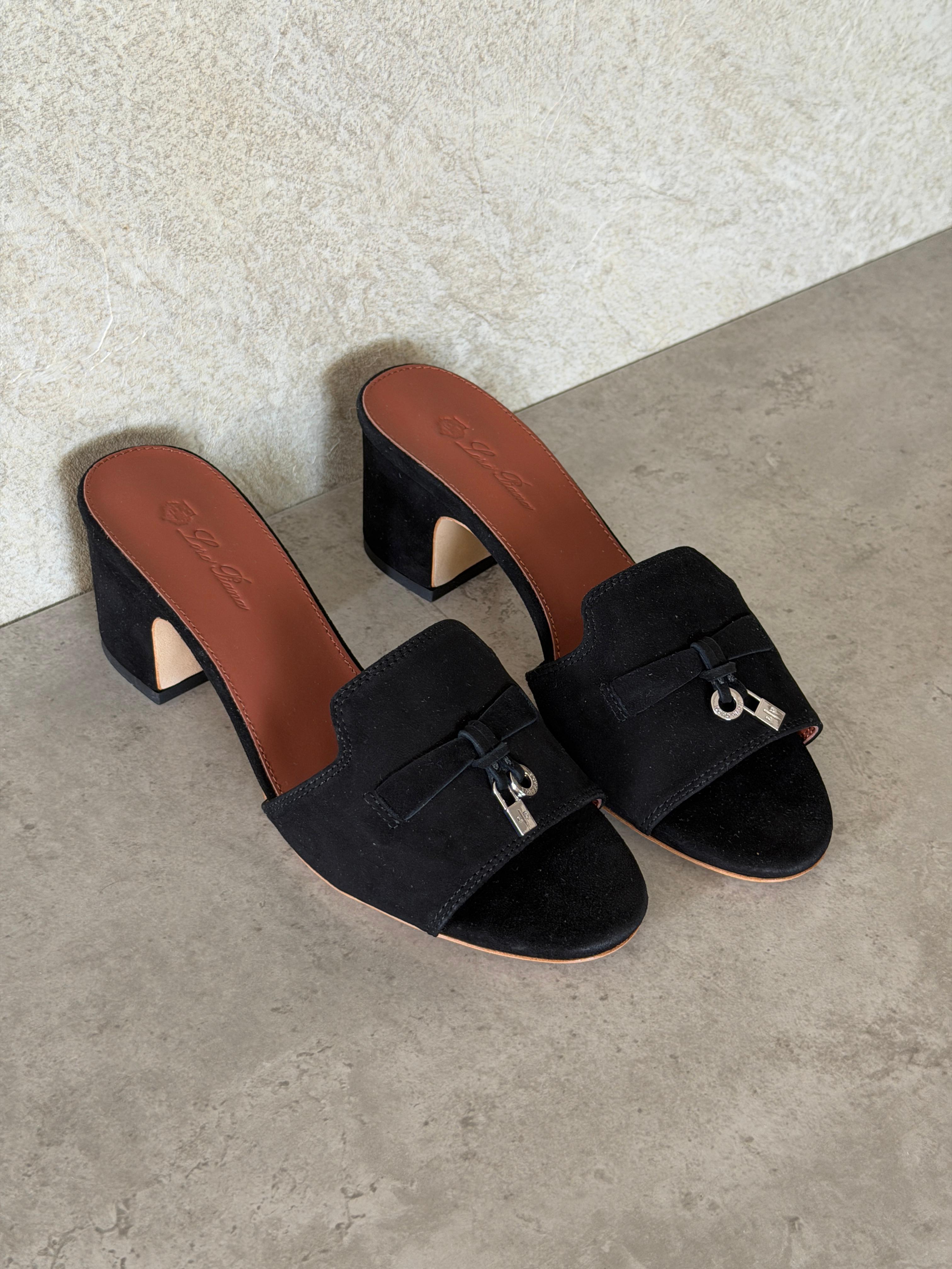 Loro Piana Summer Charms 55 Mule Sandals in Suede Goatskin