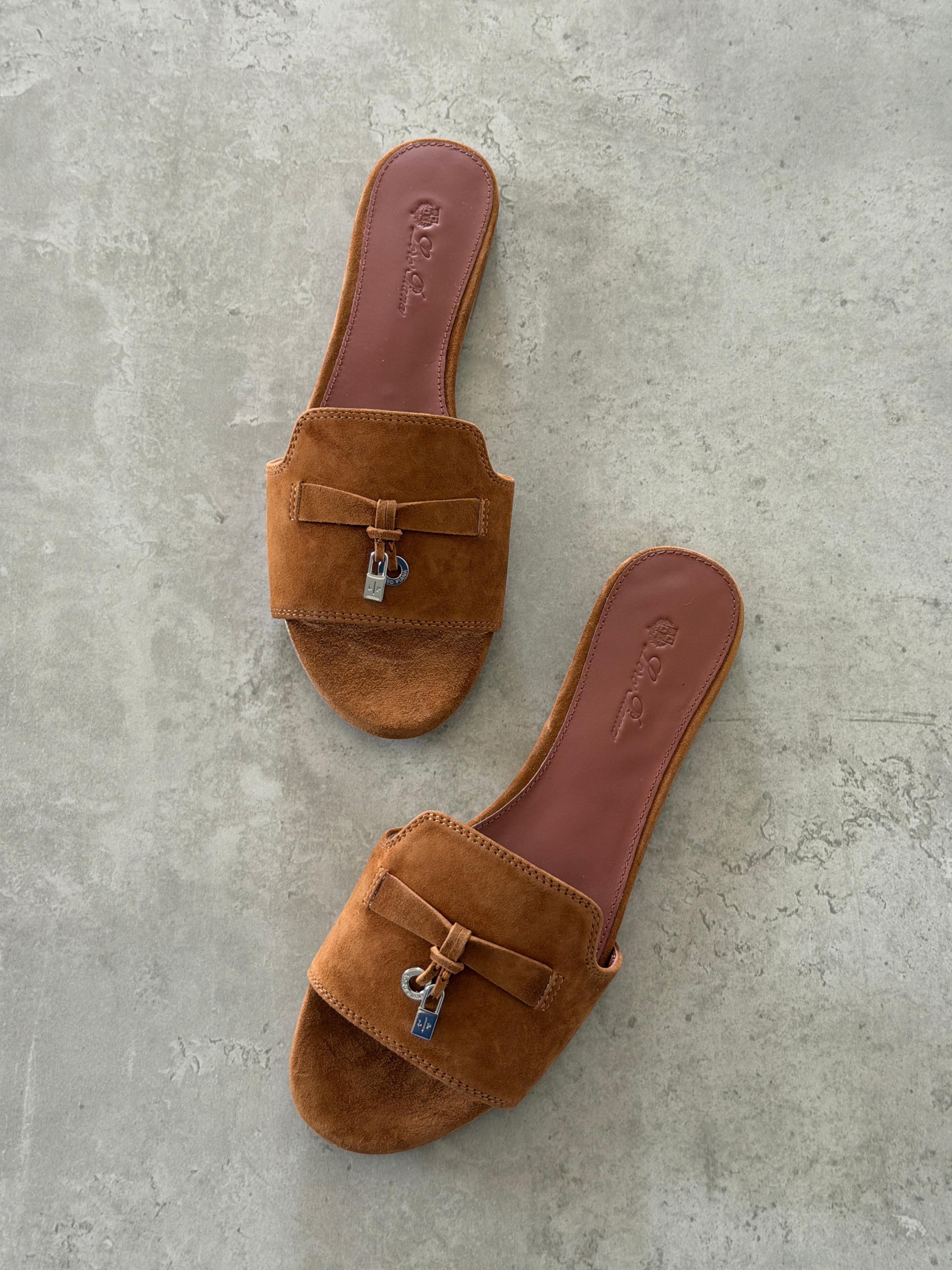 Loro Piana Summer Charms Sandals in Suede Goatskin