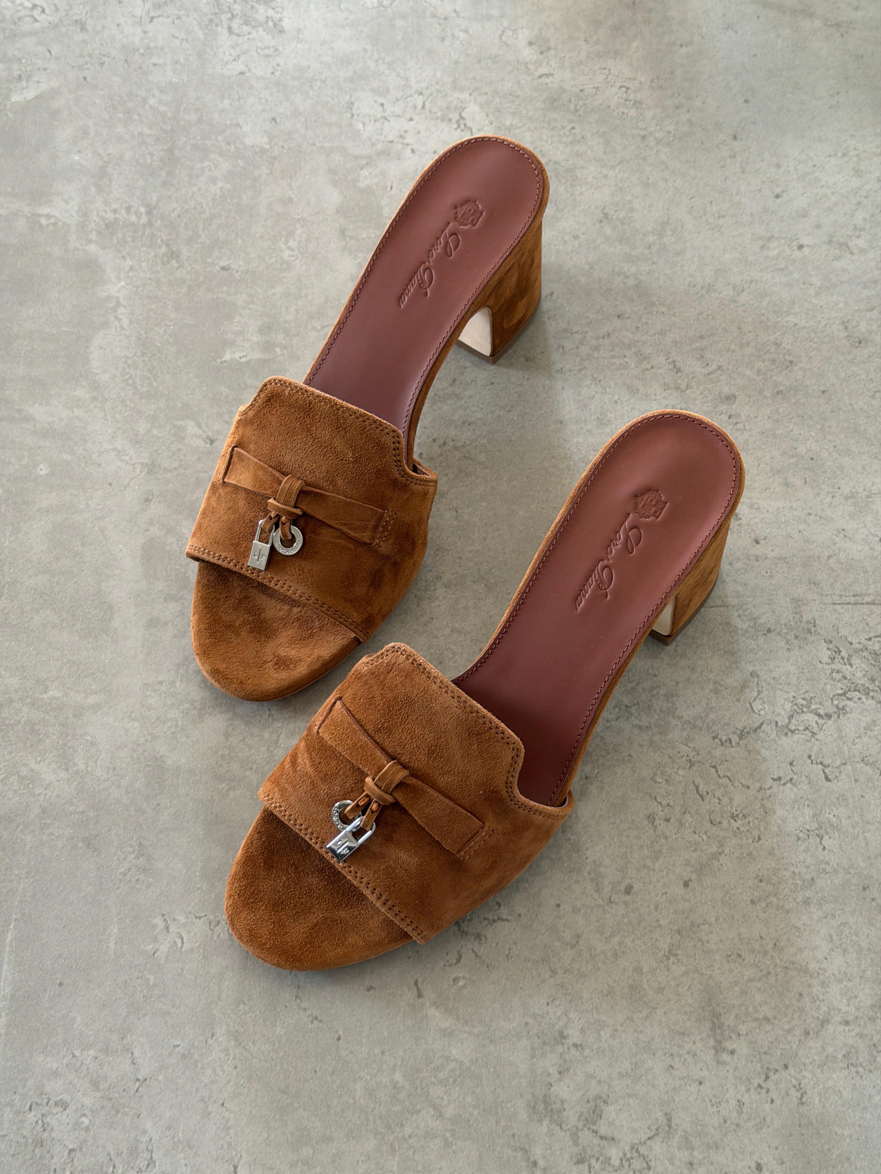 Loro Piana Summer Charms 55 Mule Sandals in Suede Goatskin