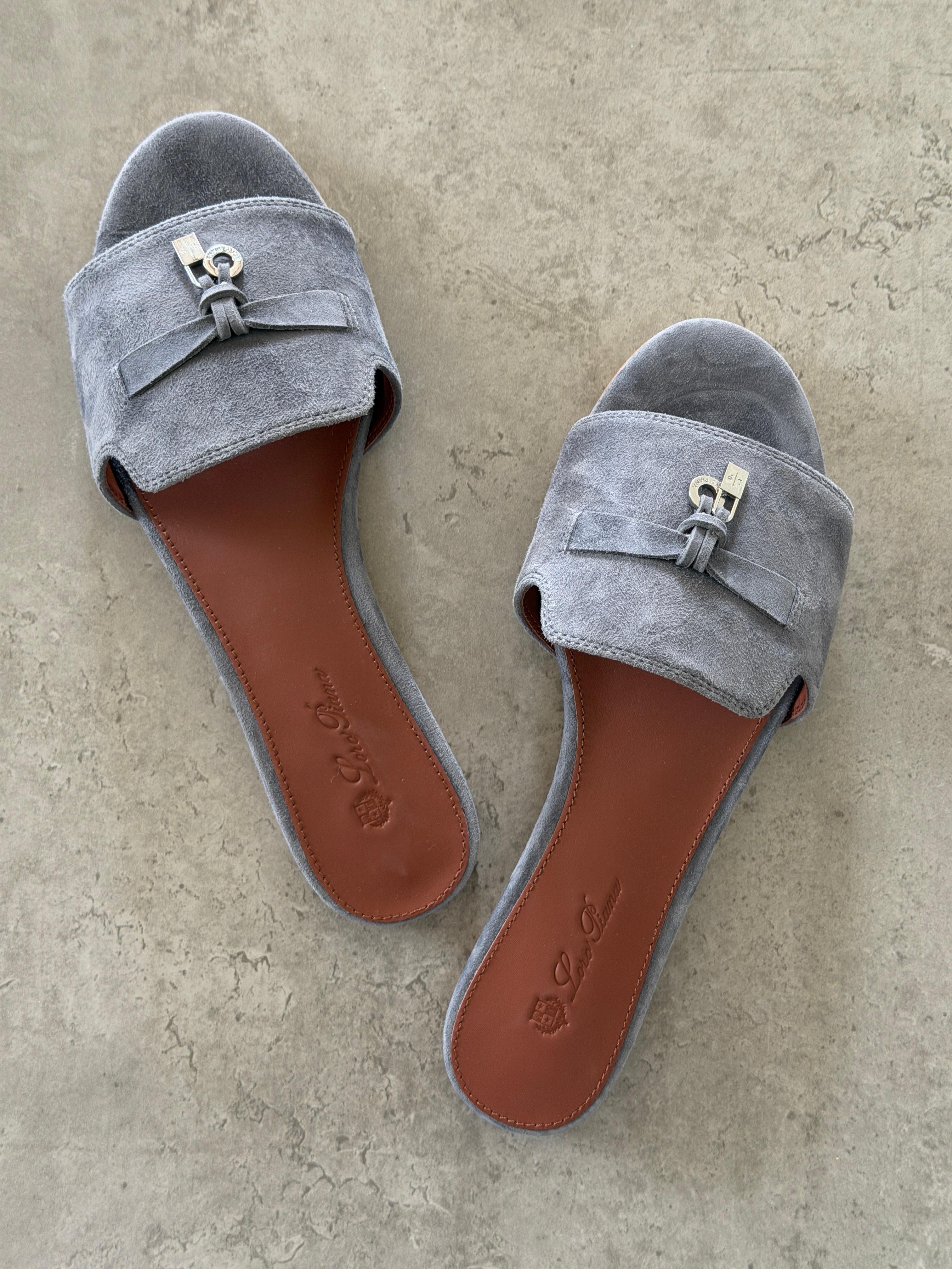Loro Piana Summer Charms Sandals in Suede Goatskin
