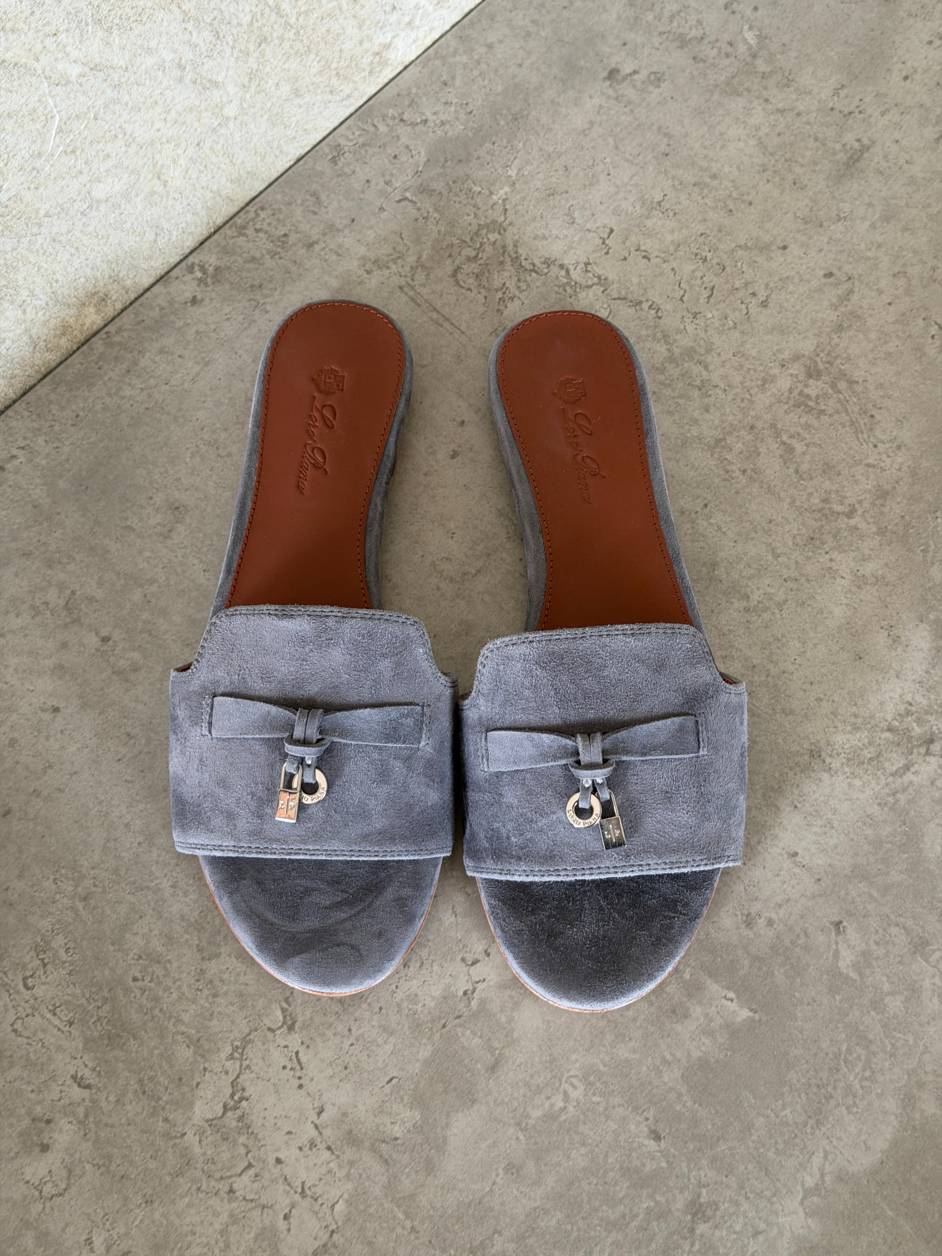 Loro Piana Summer Charms Sandals in Suede Goatskin