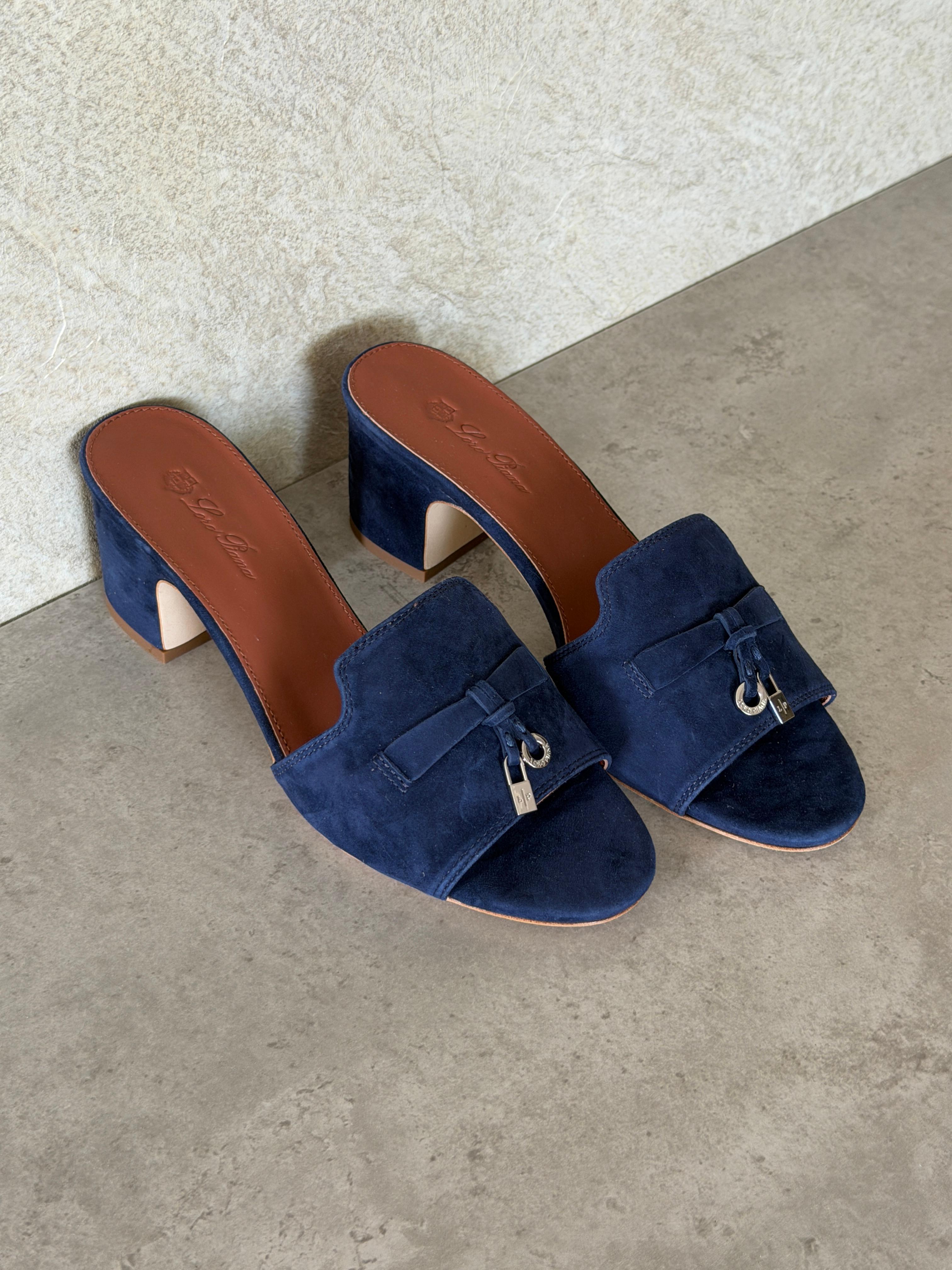 Loro Piana Summer Charms 55 Mule Sandals in Suede Goatskin