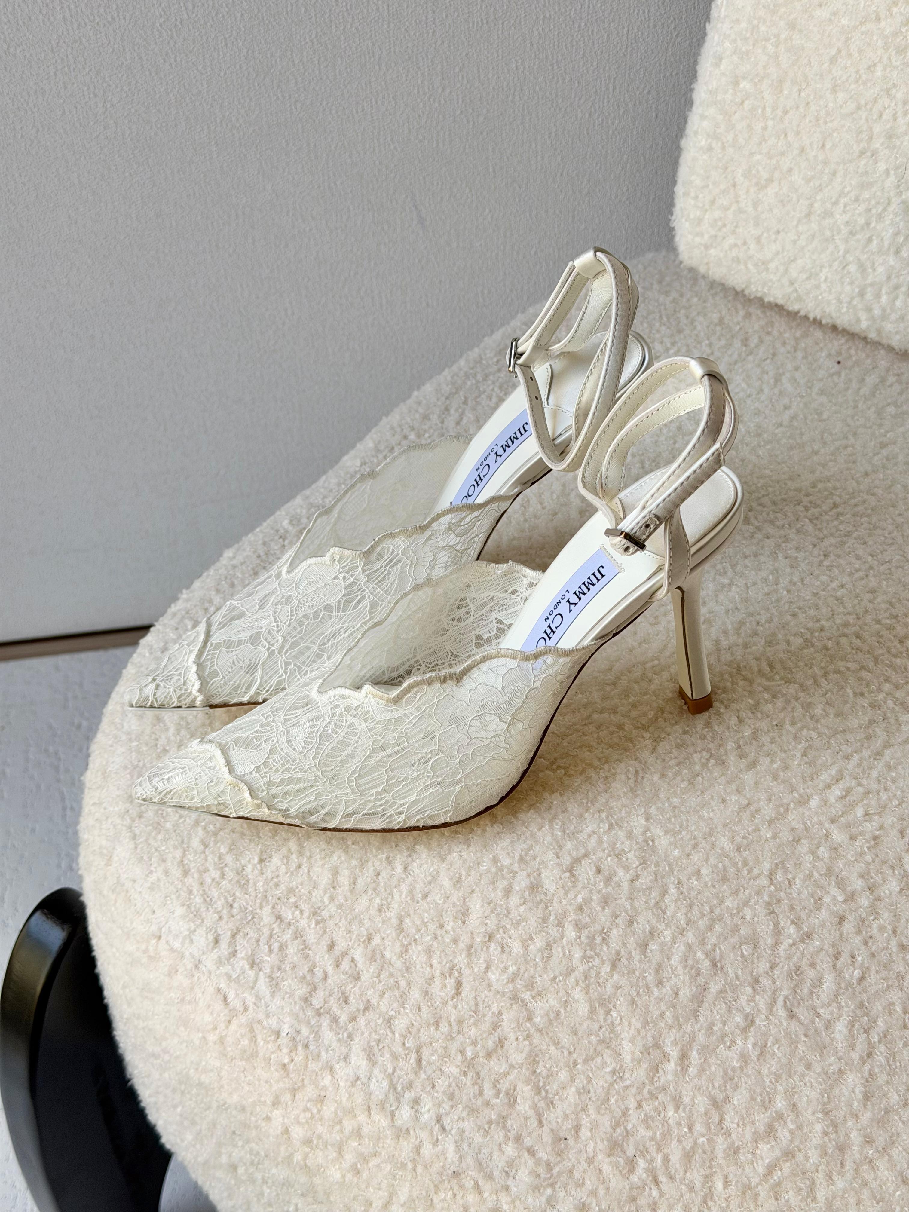 Jimmy Choo Black Faiz 100 Lace Pumps