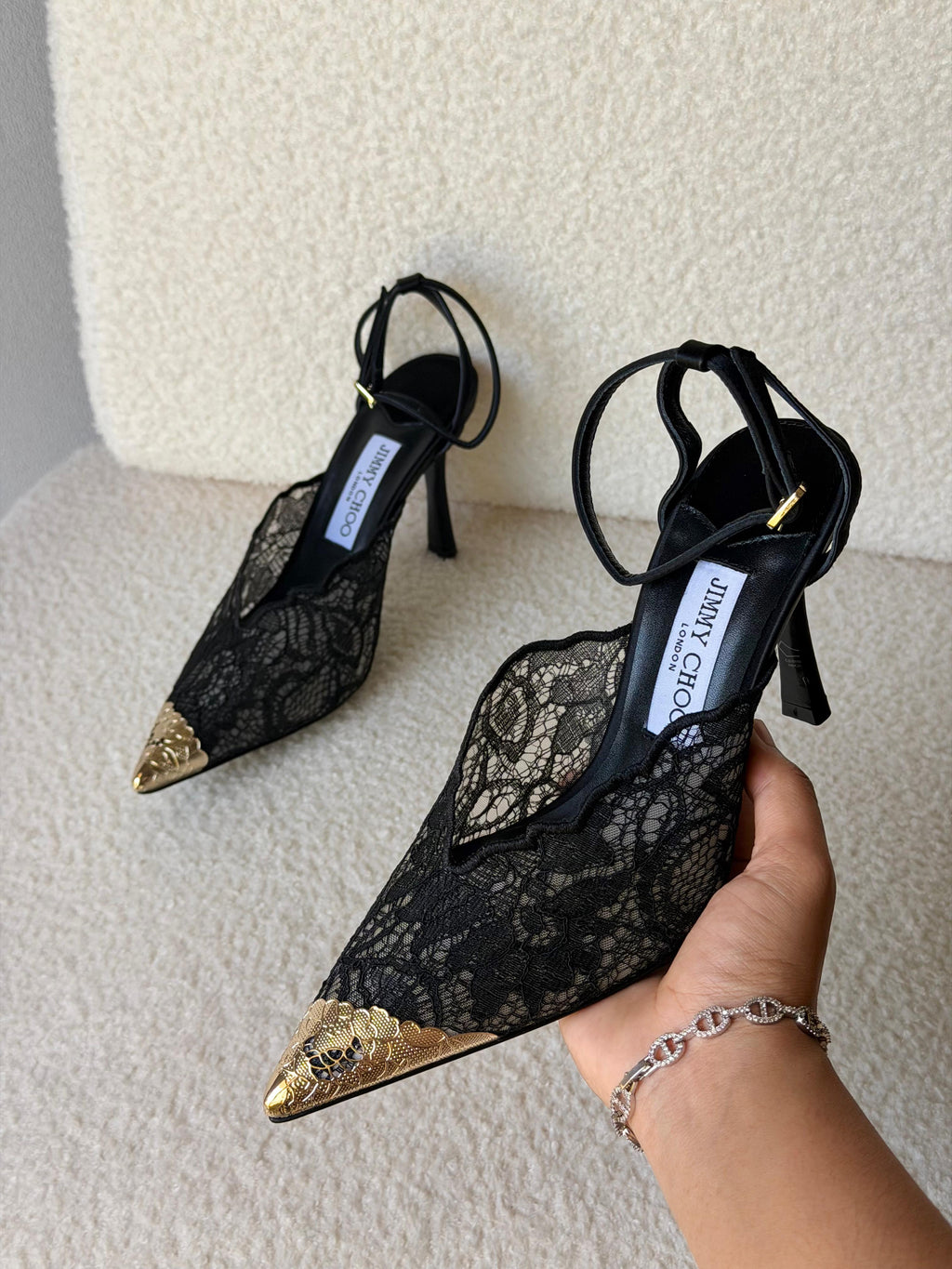 Jimmy Choo Black Faiz 100 Lace Pumps