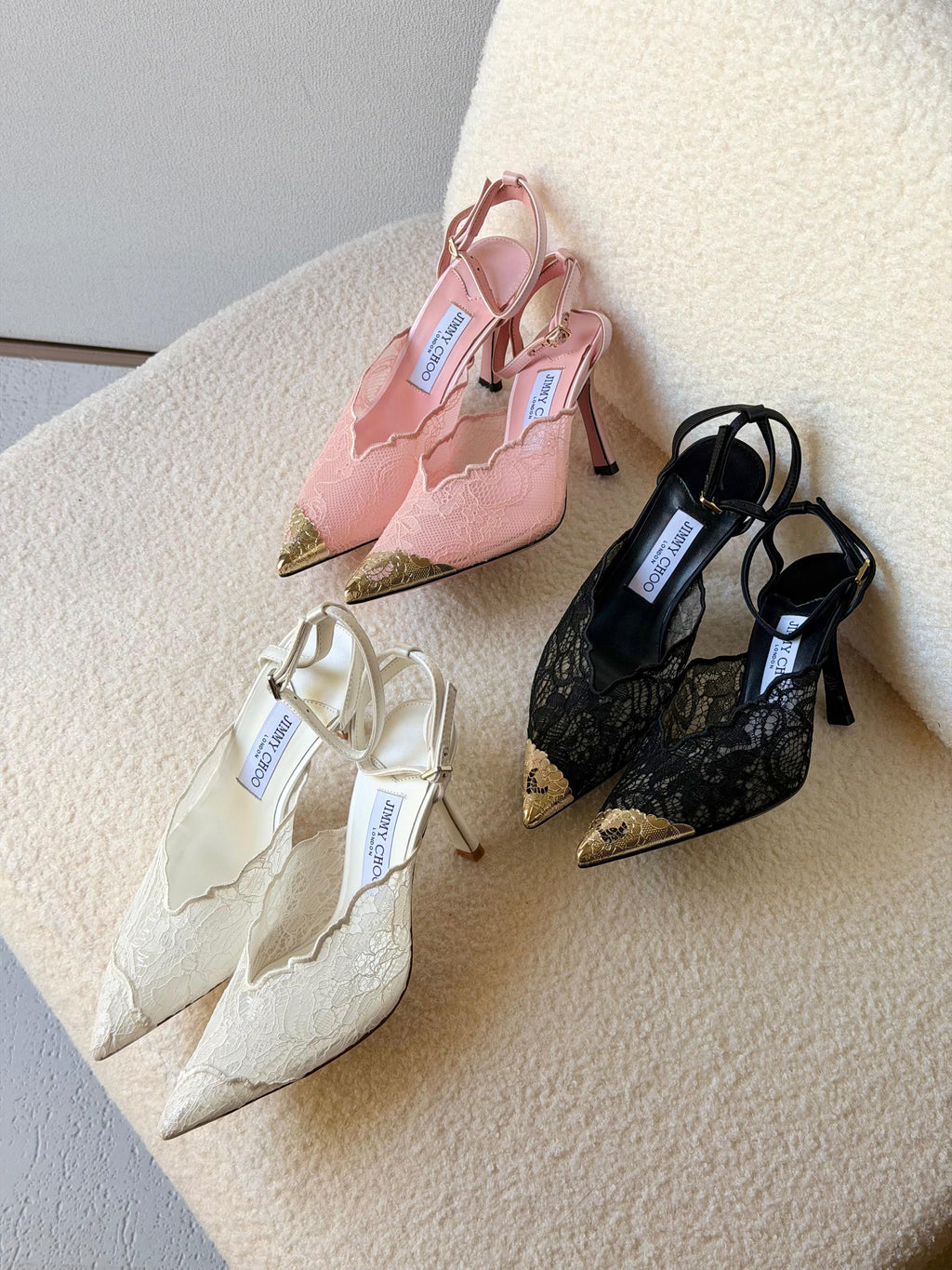 Jimmy Choo Black Faiz 100 Lace Pumps