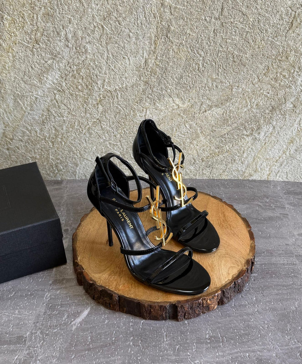SAINT LAURENT Black Cassandra 100 Monogram Heels