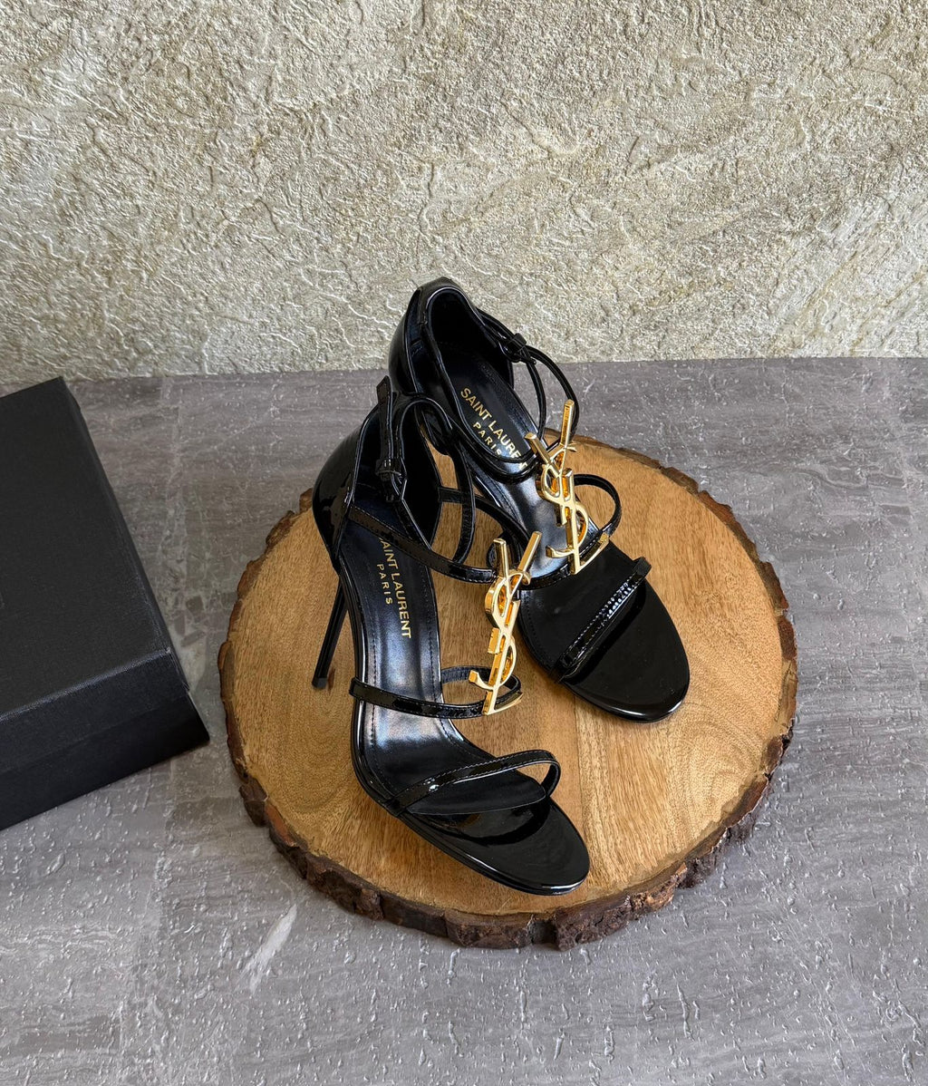SAINT LAURENT Black Cassandra 100 Monogram Heels