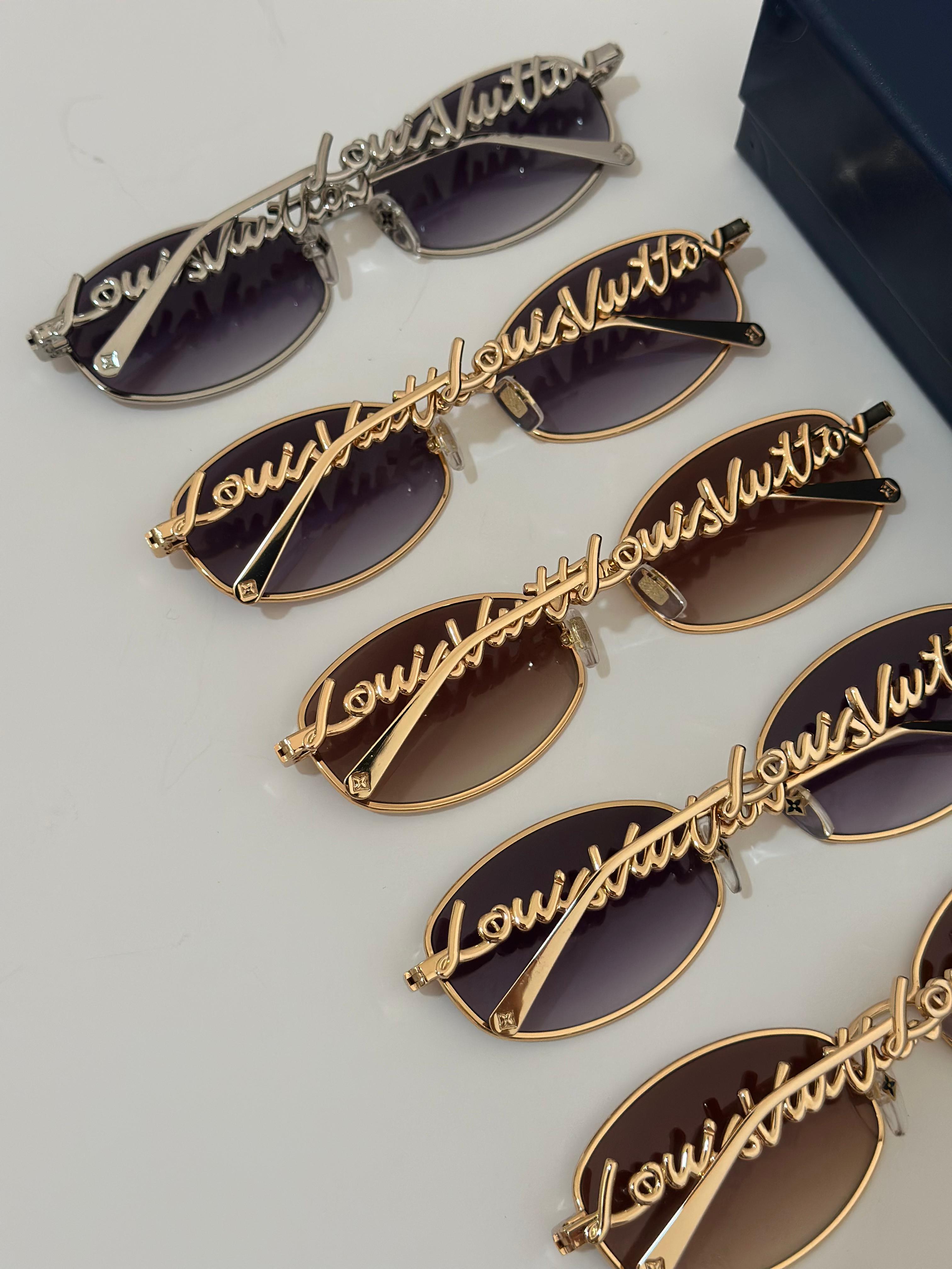 LV Script Metal Round Sunglasses