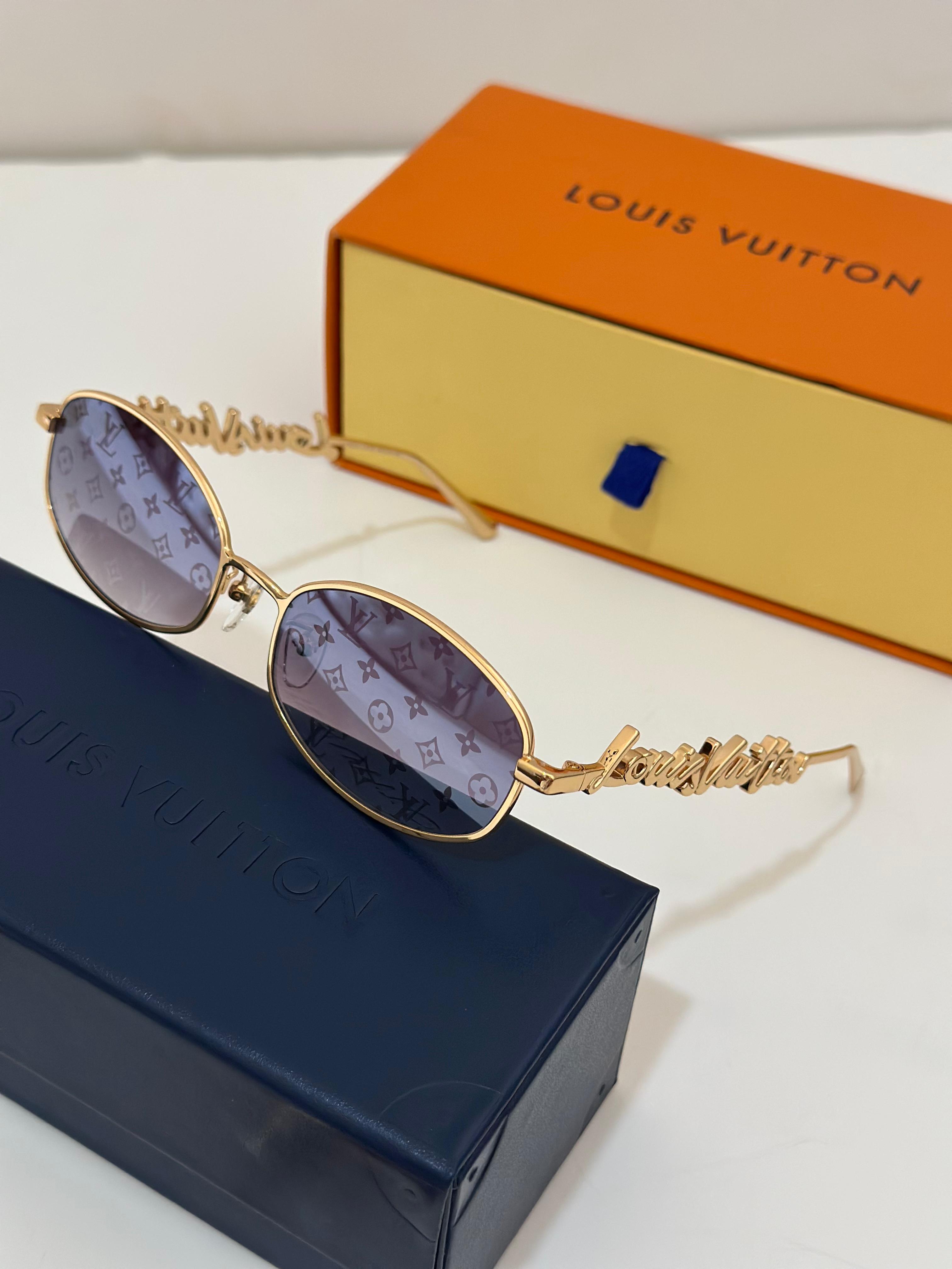 LV Script Metal Round Sunglasses