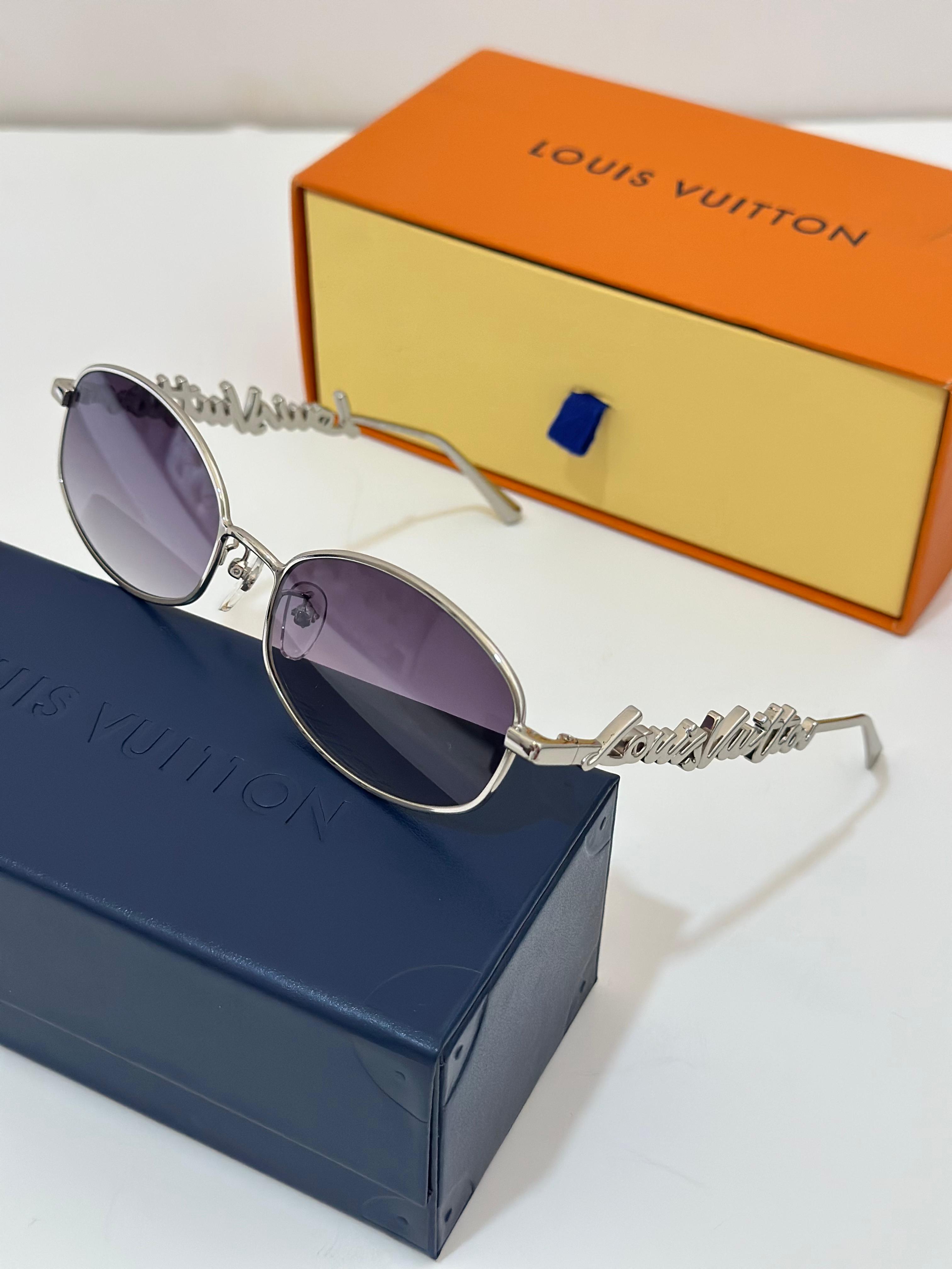 LV Script Metal Round Sunglasses