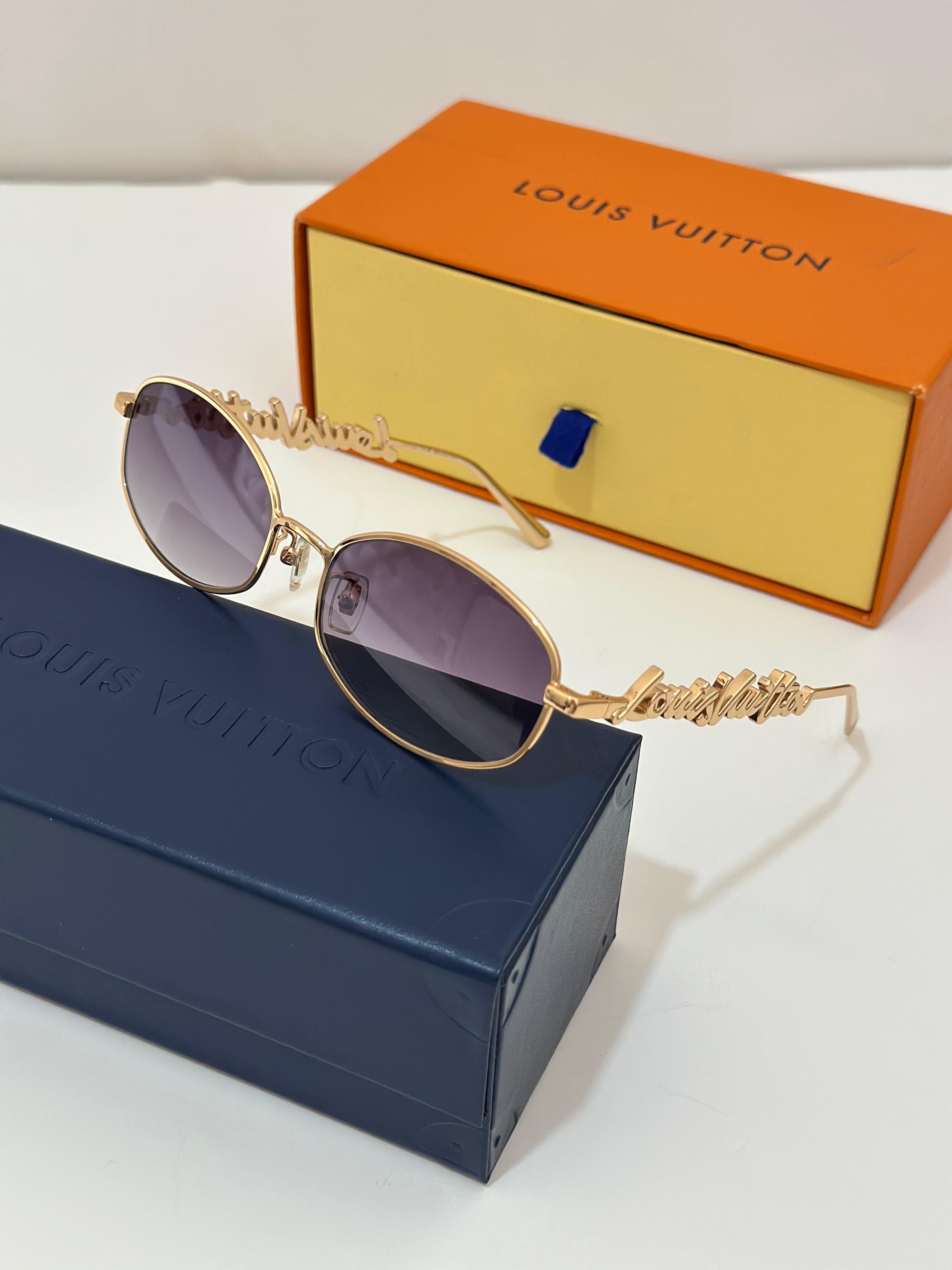 LV Script Metal Round Sunglasses