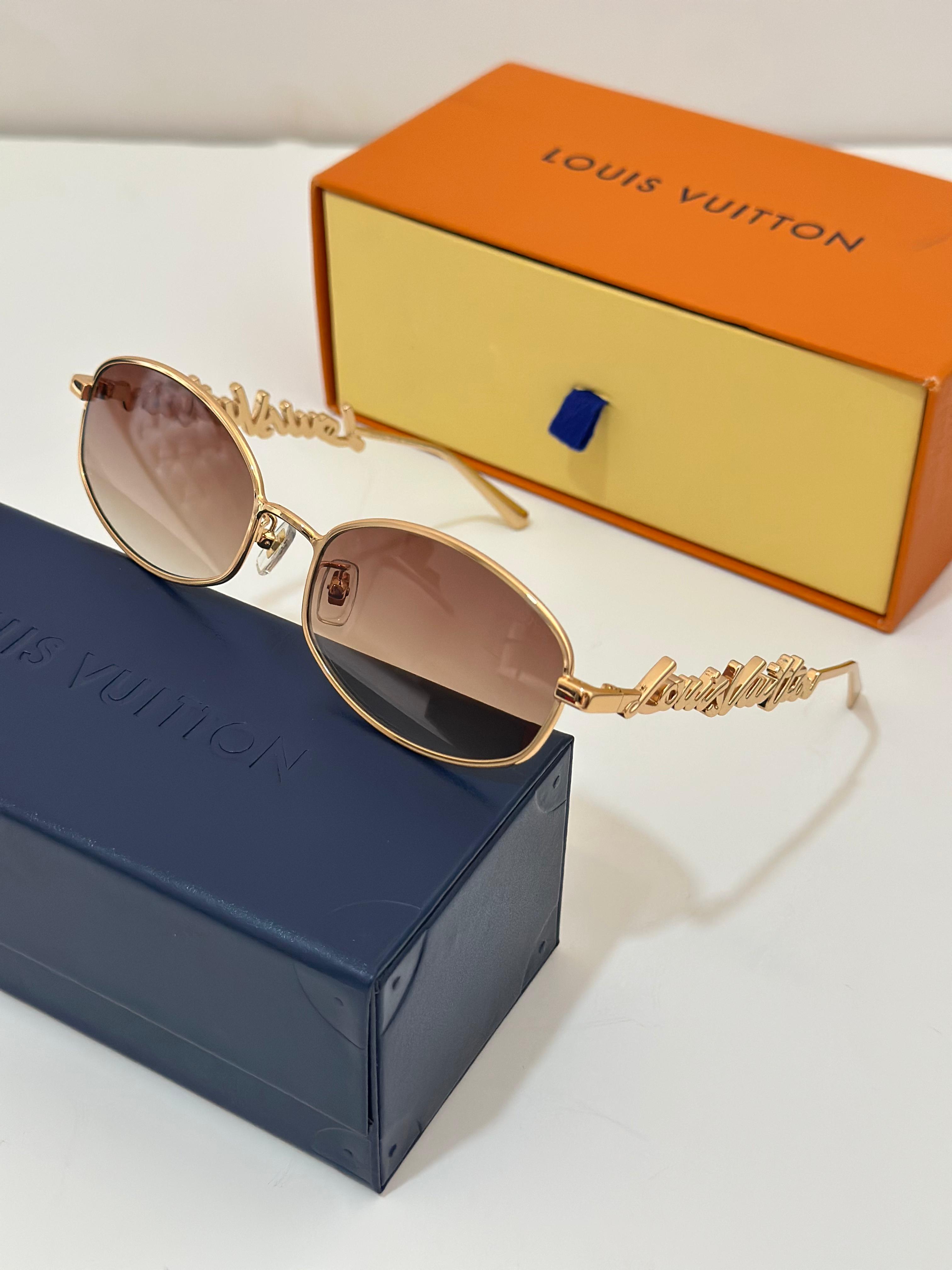LV Script Metal Round Sunglasses