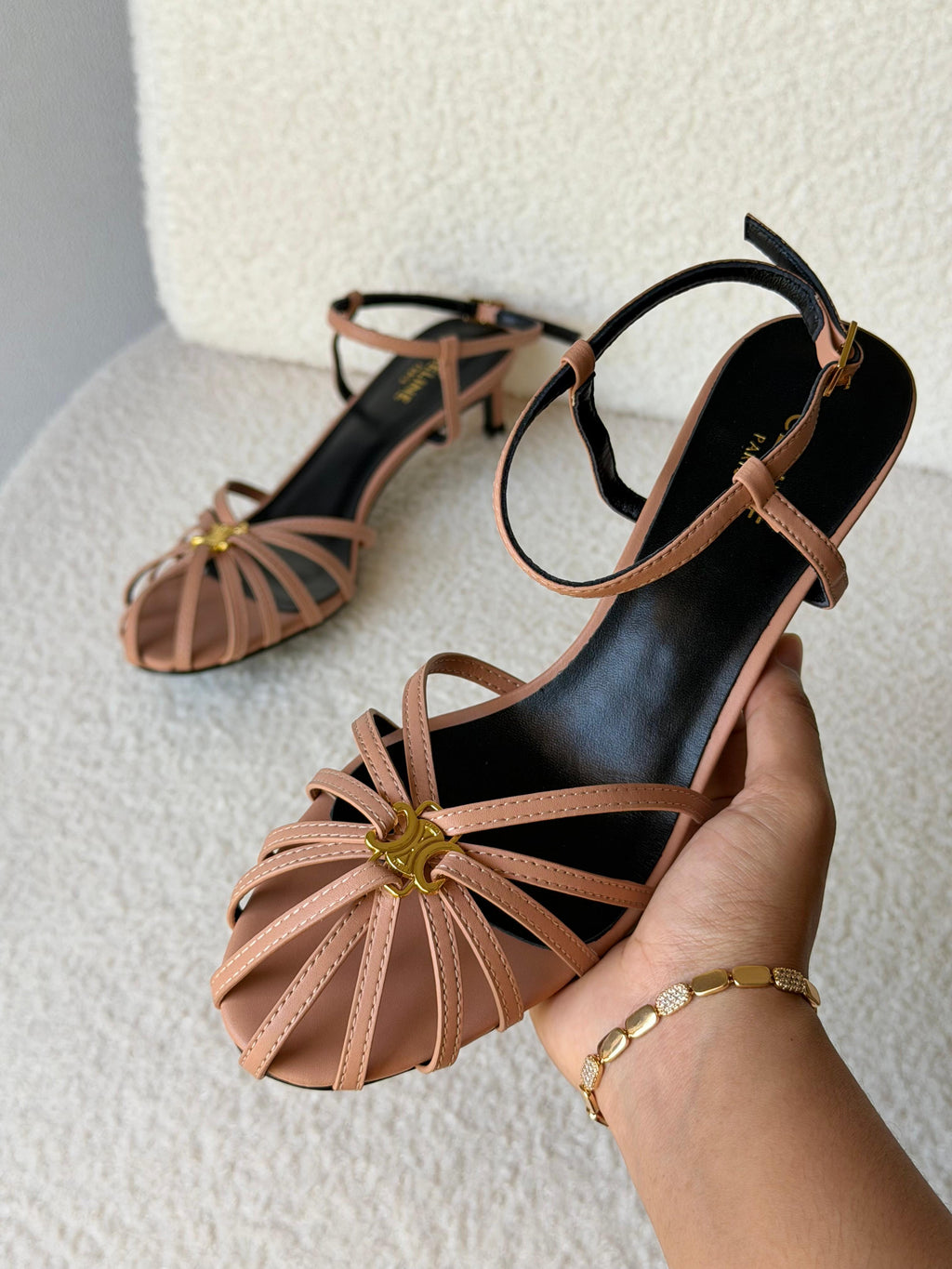 CELINE TRIOMPHE SANDAL IN LAMINATED CALFSKIN