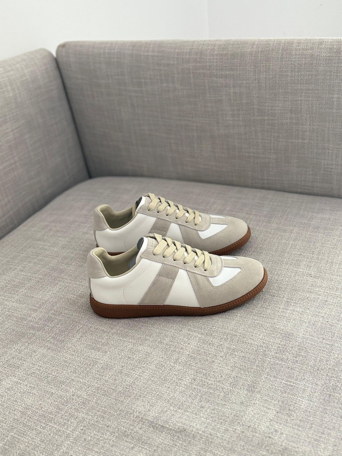 Maison Margiela  Follow Replica Wedge Sneakers in Suede & Leather