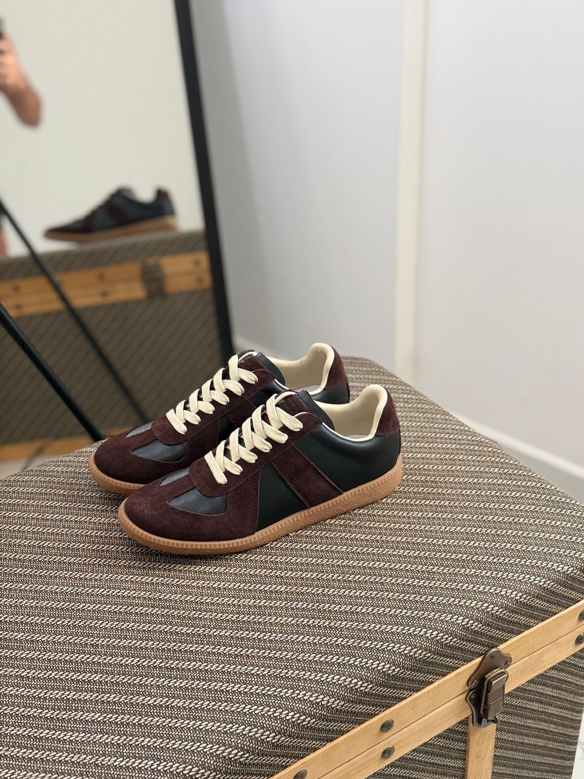 Maison Margiela  Follow Replica Wedge Sneakers in Suede & Leather