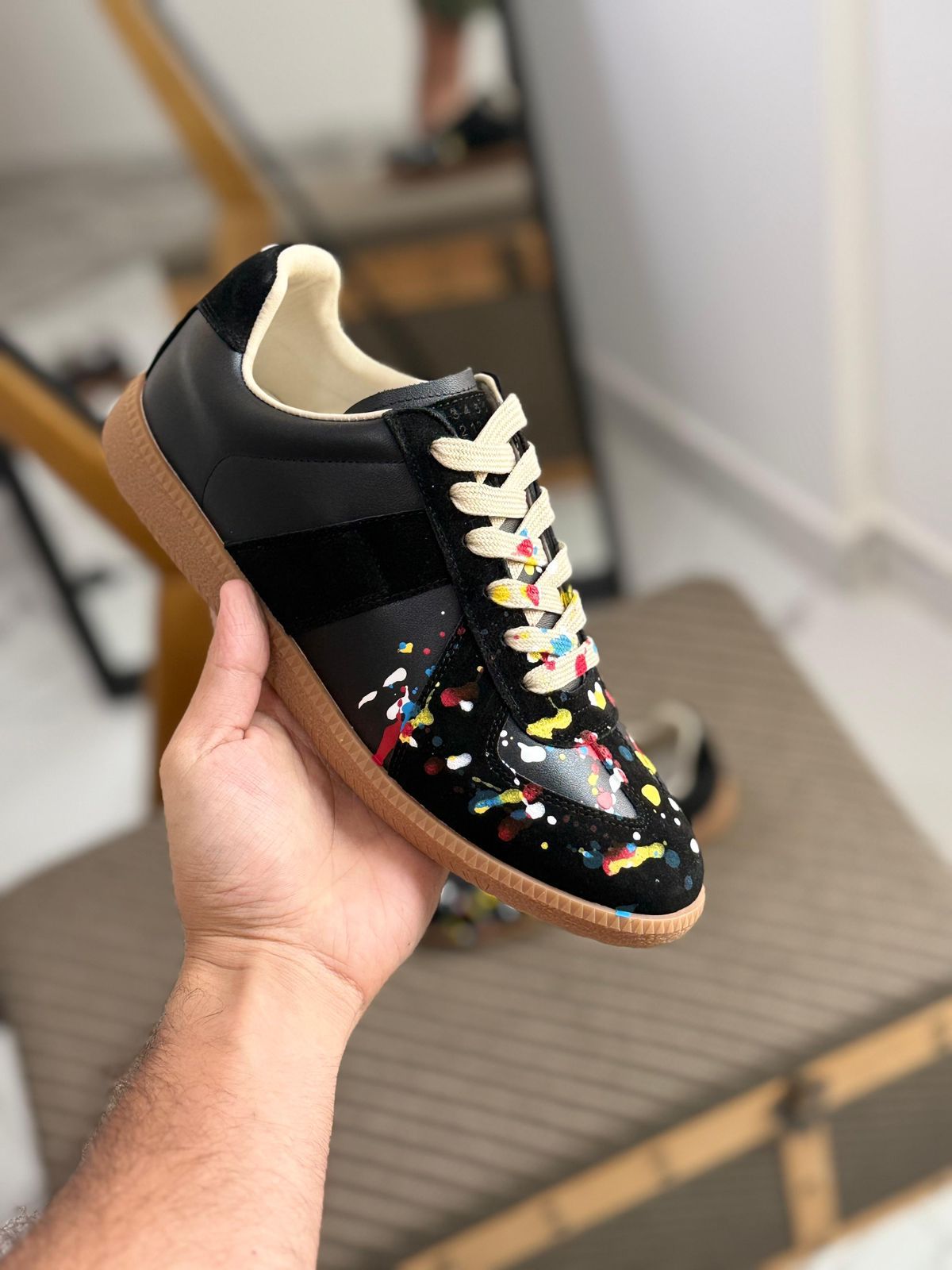 Maison Margiela  Follow Replica Wedge Sneakers in Suede & Leather