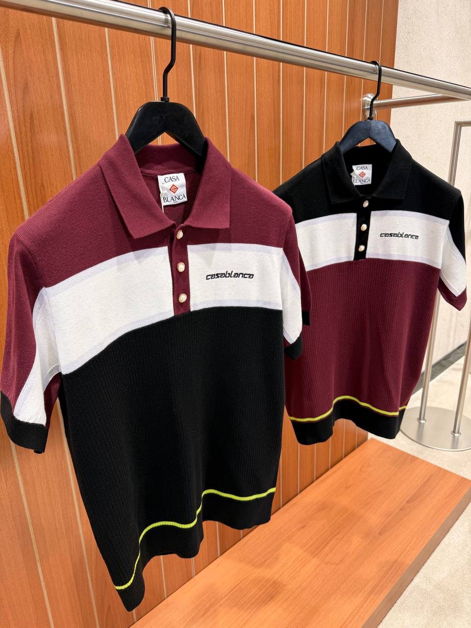 Casablanca Striped Short-Sleeve Polo Shirt