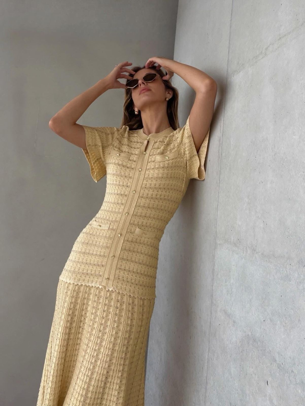 SANDRO Gold Rhinestone Maxi Dress