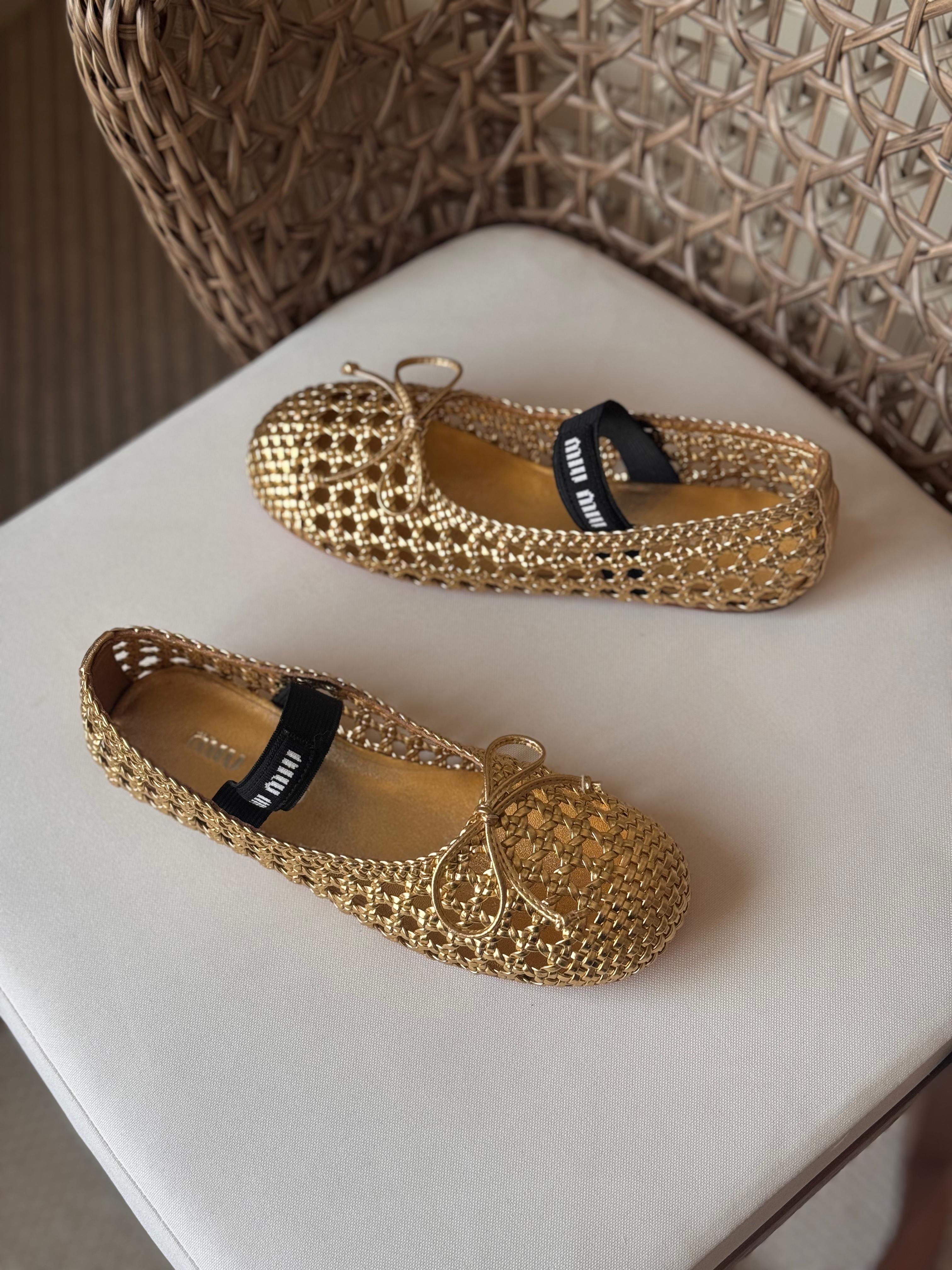 Miu Miu Woven nappa leather ballerinas