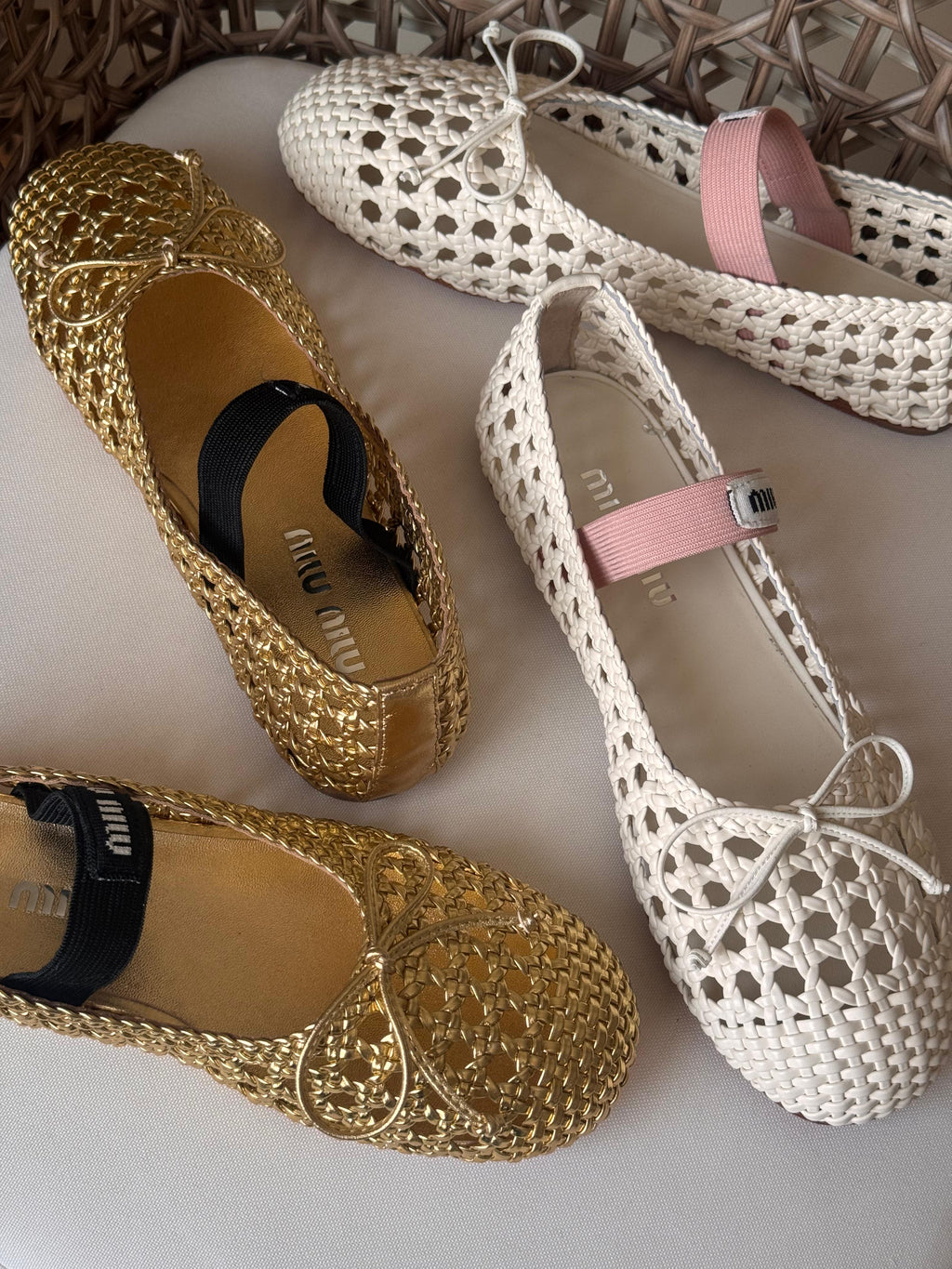 Miu Miu Woven nappa leather ballerinas