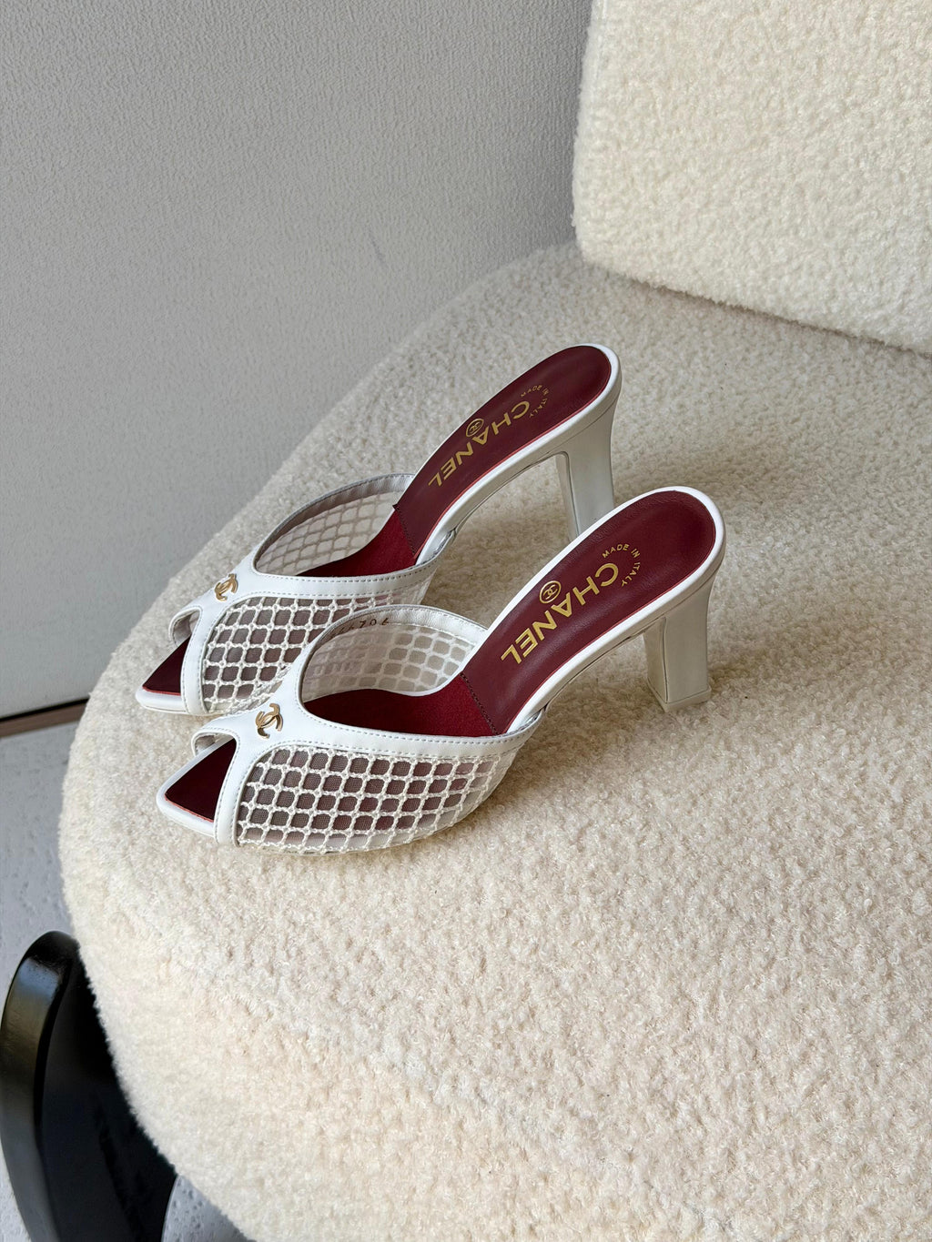 Chanel Mesh Peep Toe Heels