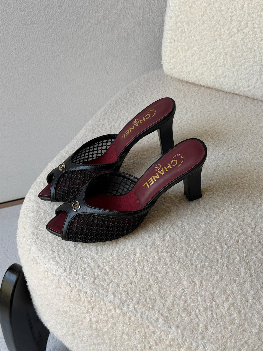 Chanel Mesh Peep Toe Heels