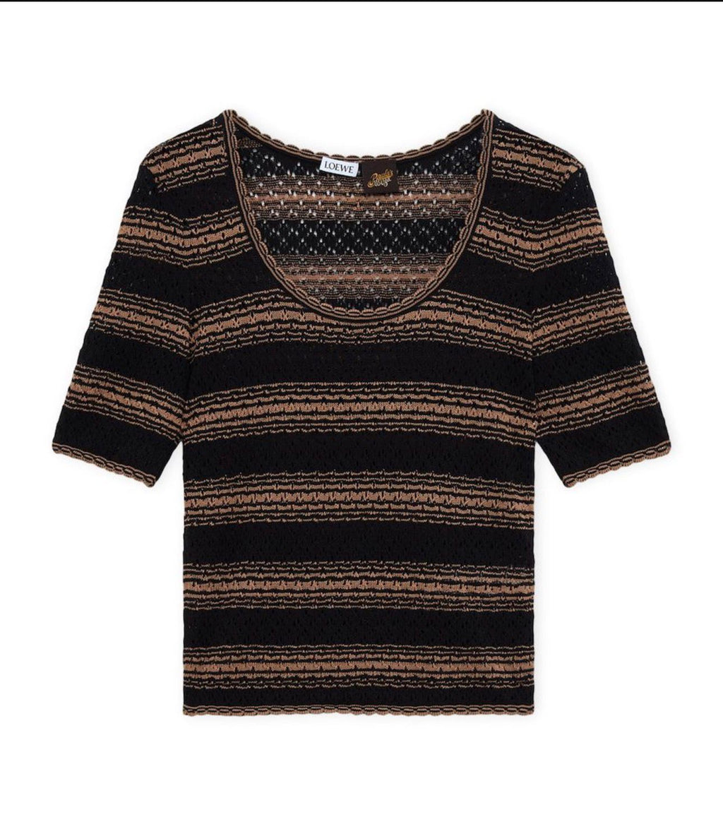 LOEWE Black x Paula's Ibiza Stripe Short-Sleeve Sweater