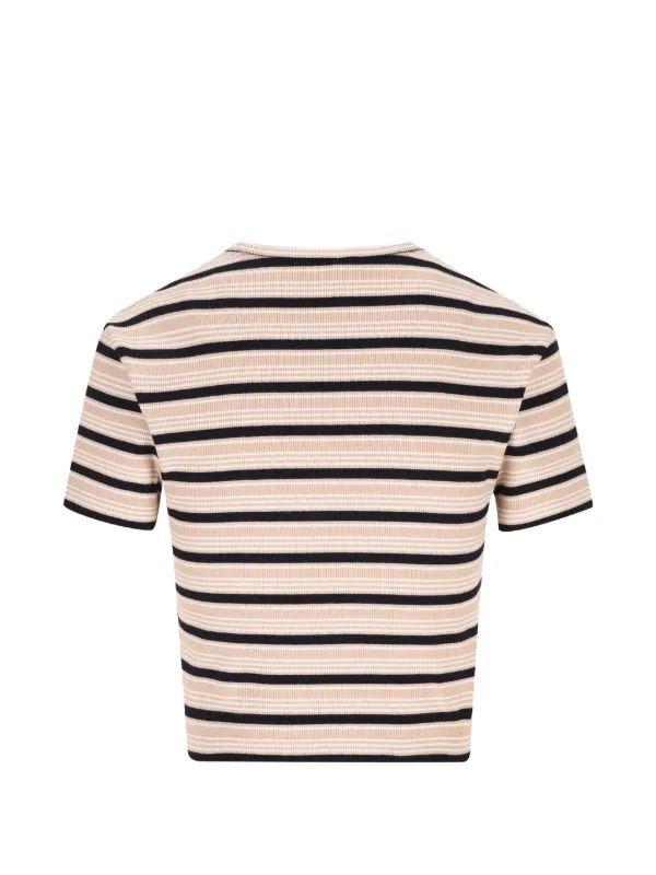FENDI Striped logo-patch T-shirt