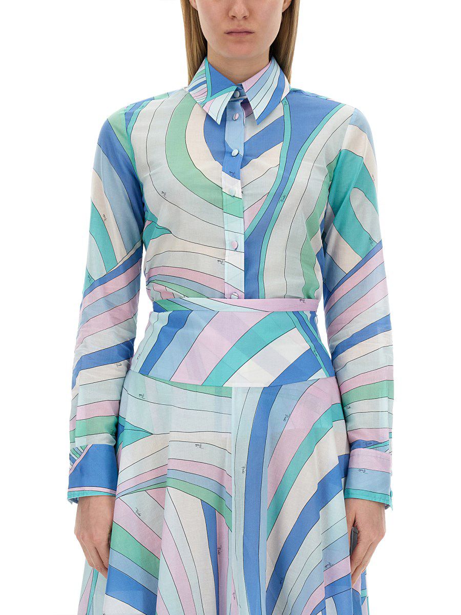 Pucci Blue Iride-print Shirt
