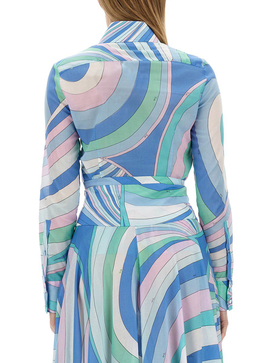 Pucci Blue Iride-print Shirt