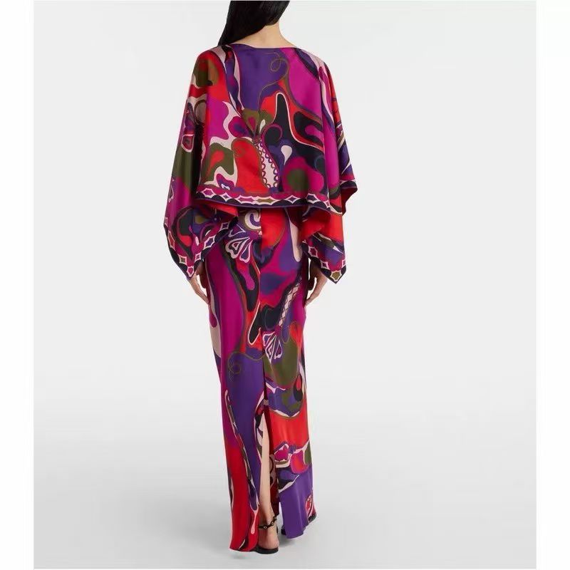 Buy Pucci Pink Orchidee-print Cape Maxi Dress