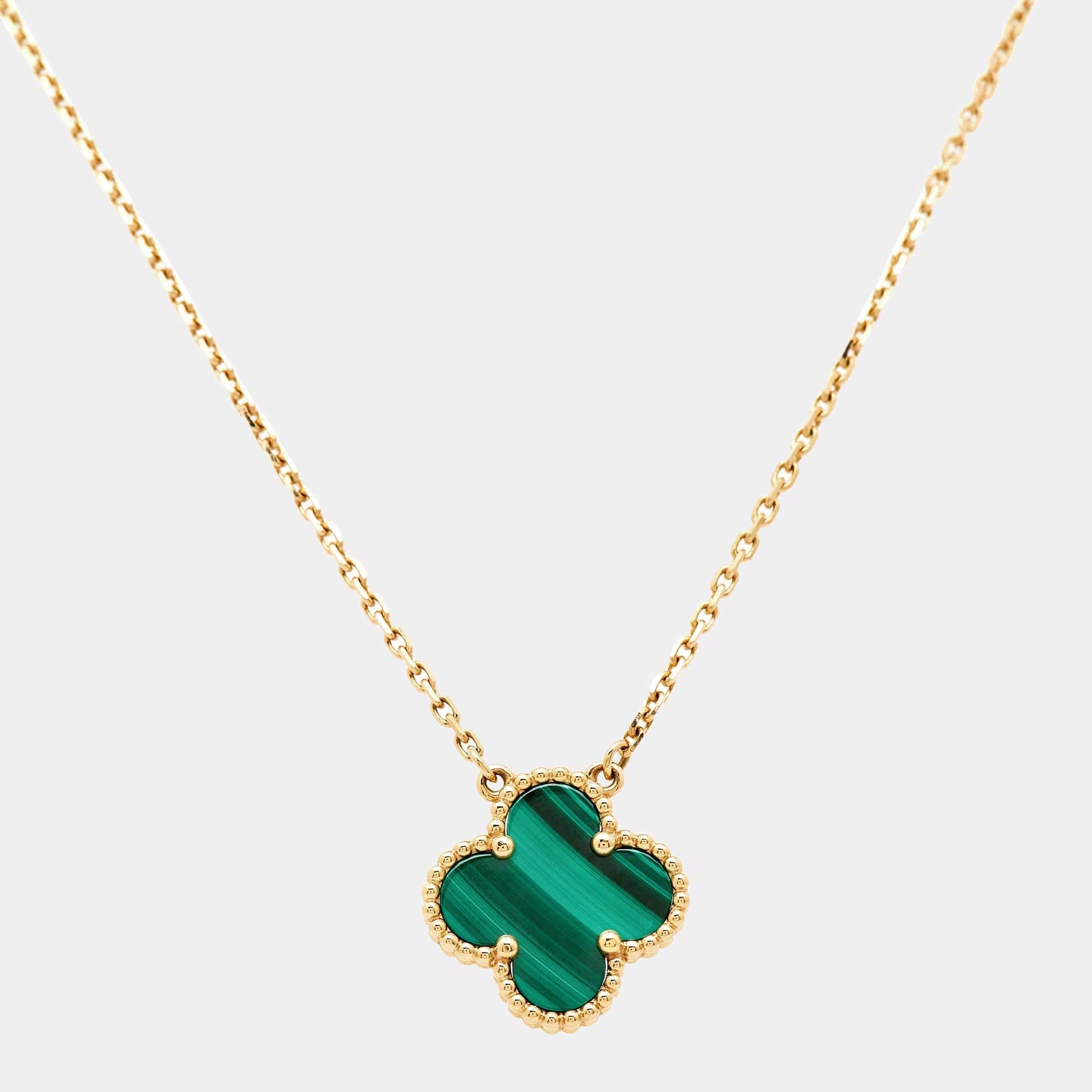 VAN CLEEF Malachite Vintage Alhambra Pendant Necklace